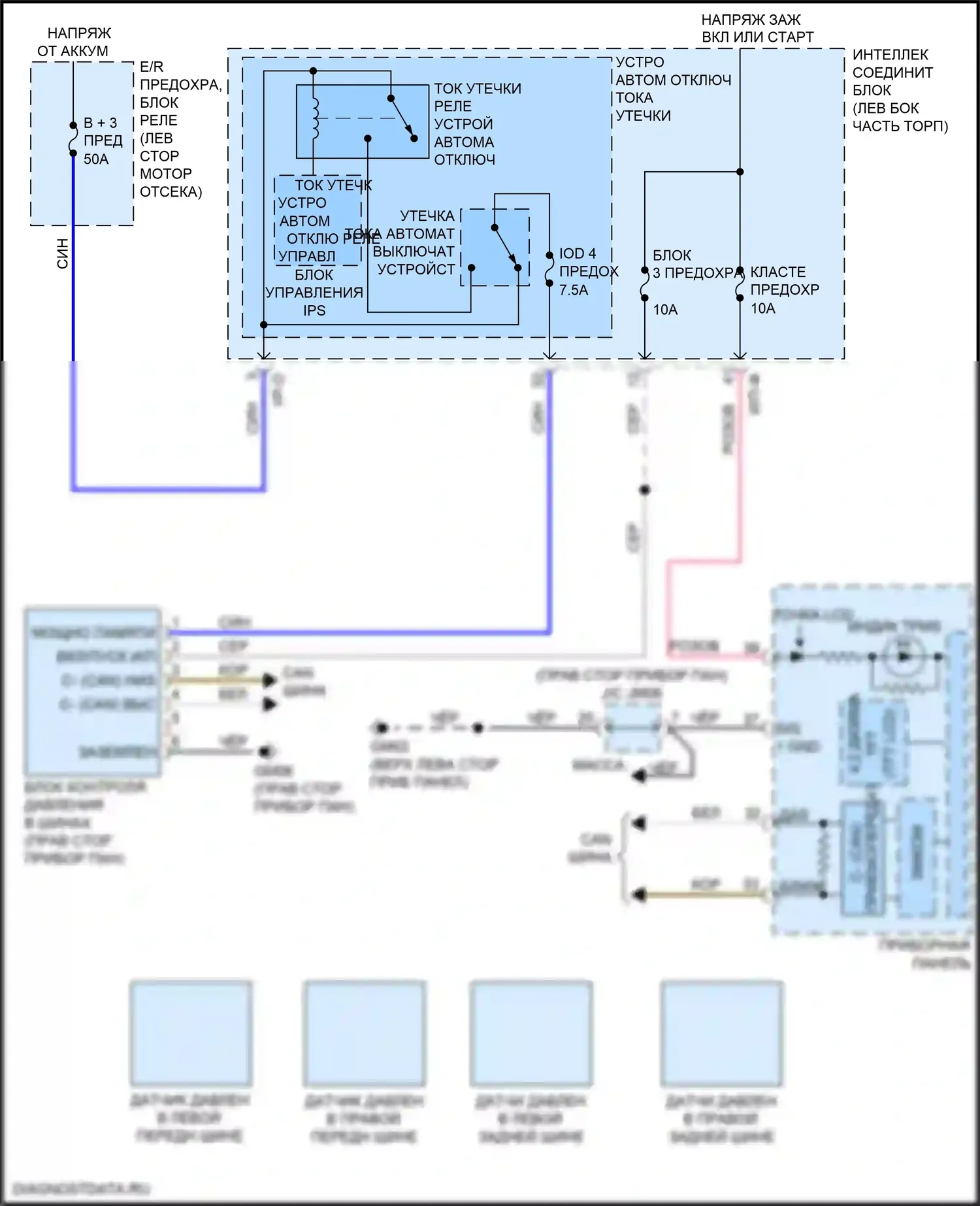 Soul Kia II рестайлинг (2016-2019): Электросхема контроля давления в шинах 