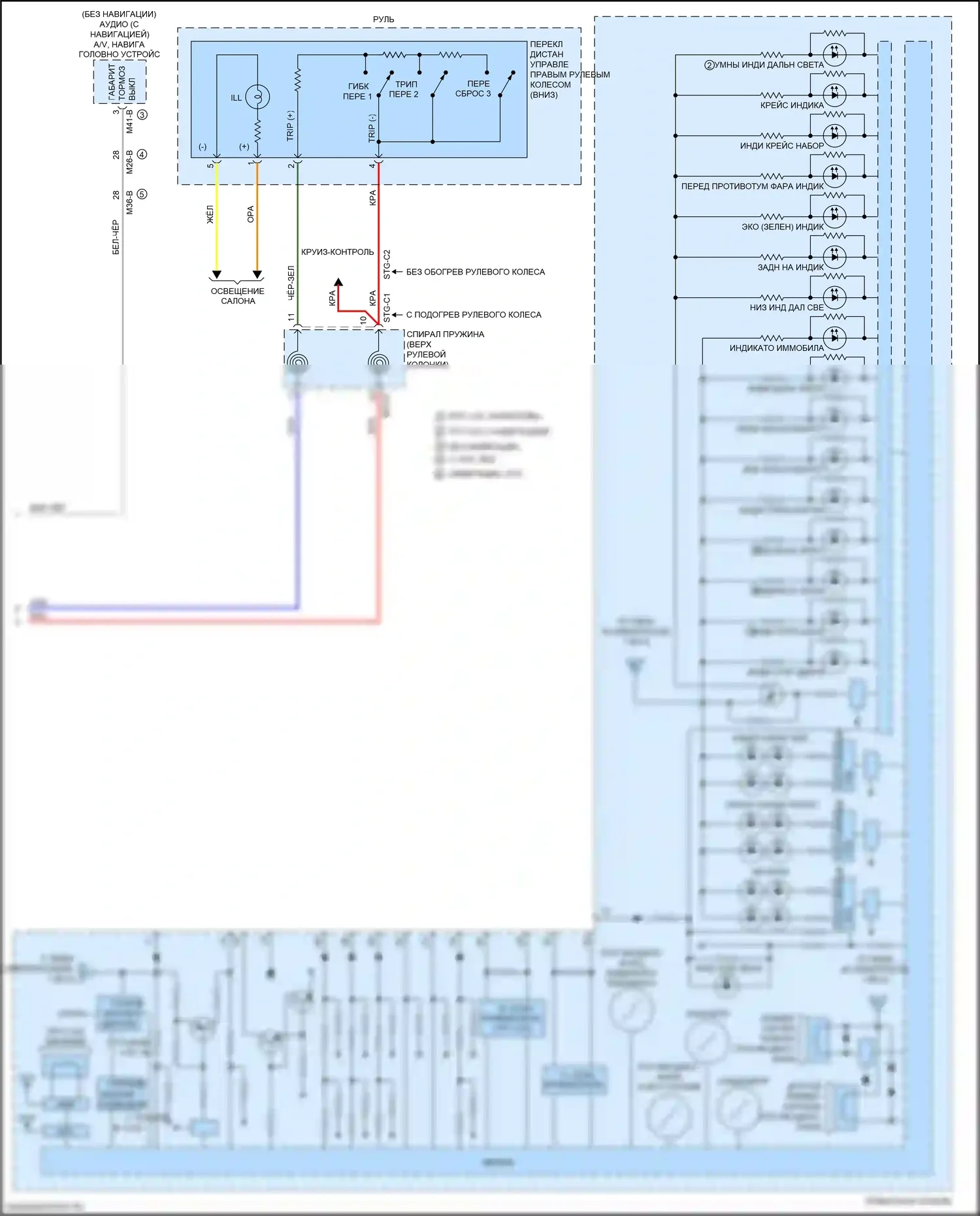 Soul Kia II рестайлинг (2016-2019): Электросхема приборной панели (3 из 3) 