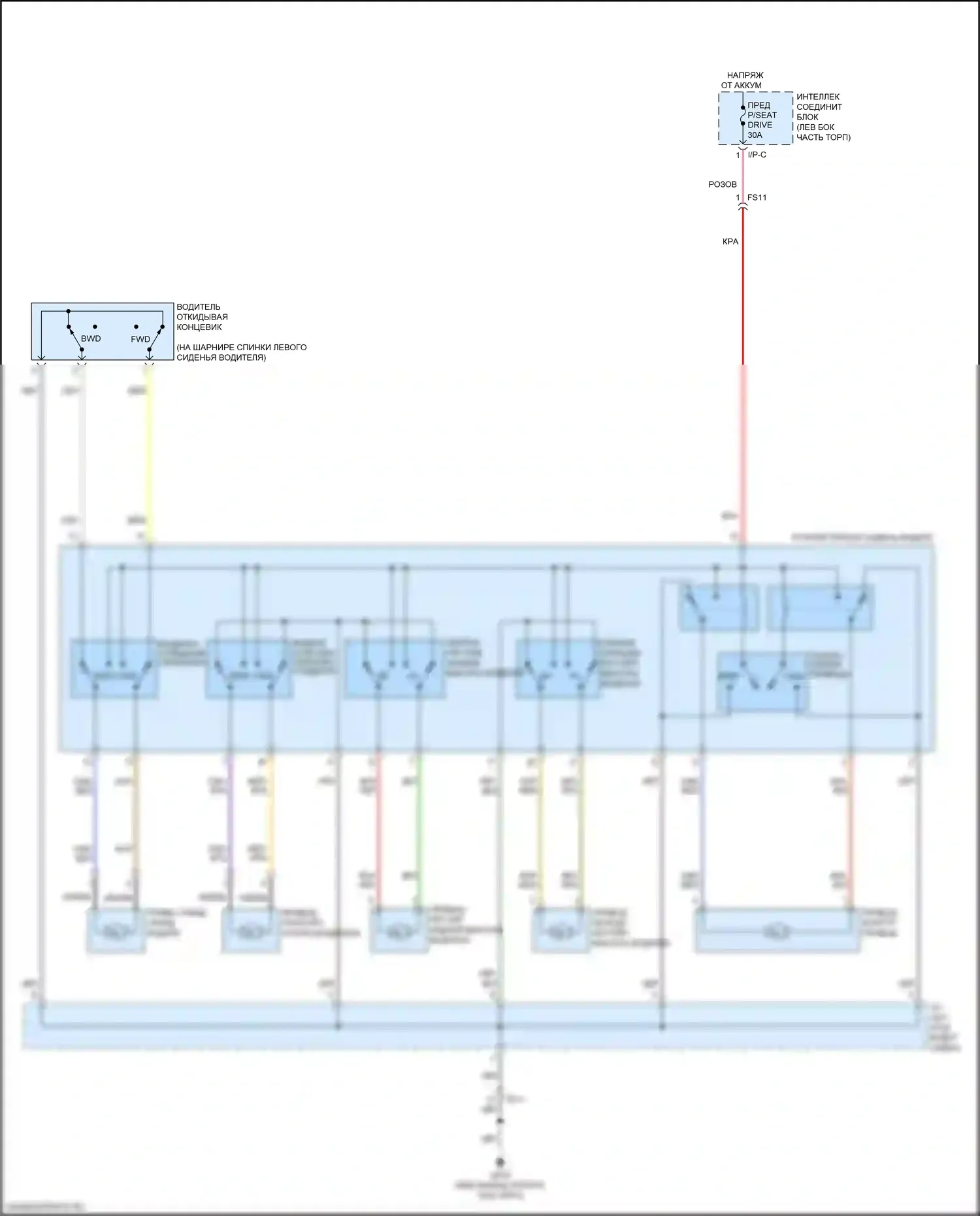 Soul Kia II рестайлинг (2016-2019): Питание водительского сиденья электросхема 