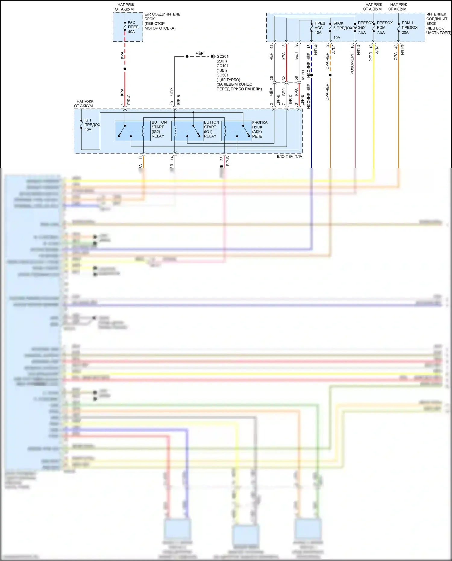 Soul Kia II рестайлинг (2016-2019): Электросхема иммобилайзера, с системой интеллектуальных ключей (1 из 3) 