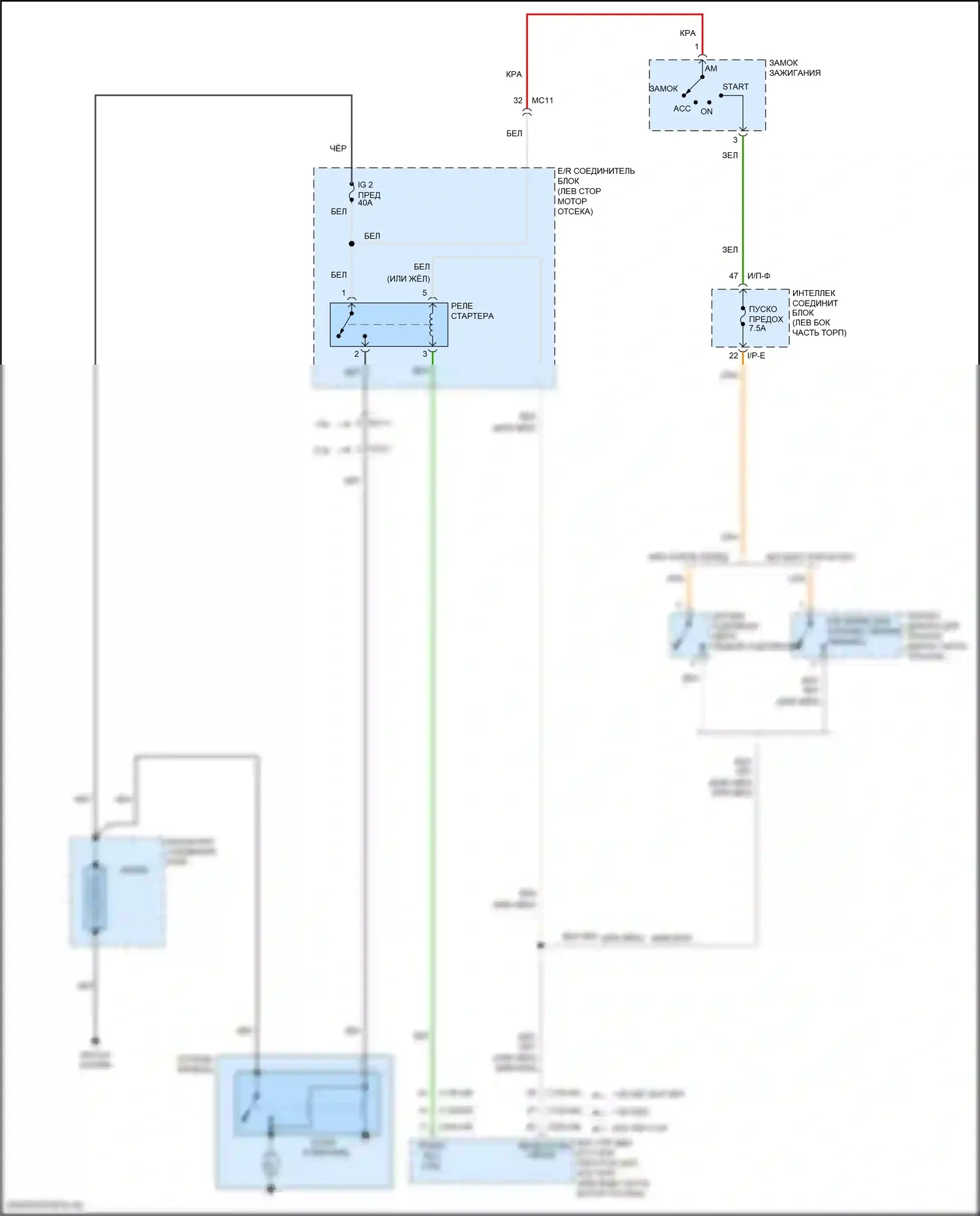 Soul Kia II рестайлинг (2016-2019): 1.6l, электросхема стартера, без смарт-ключа 
