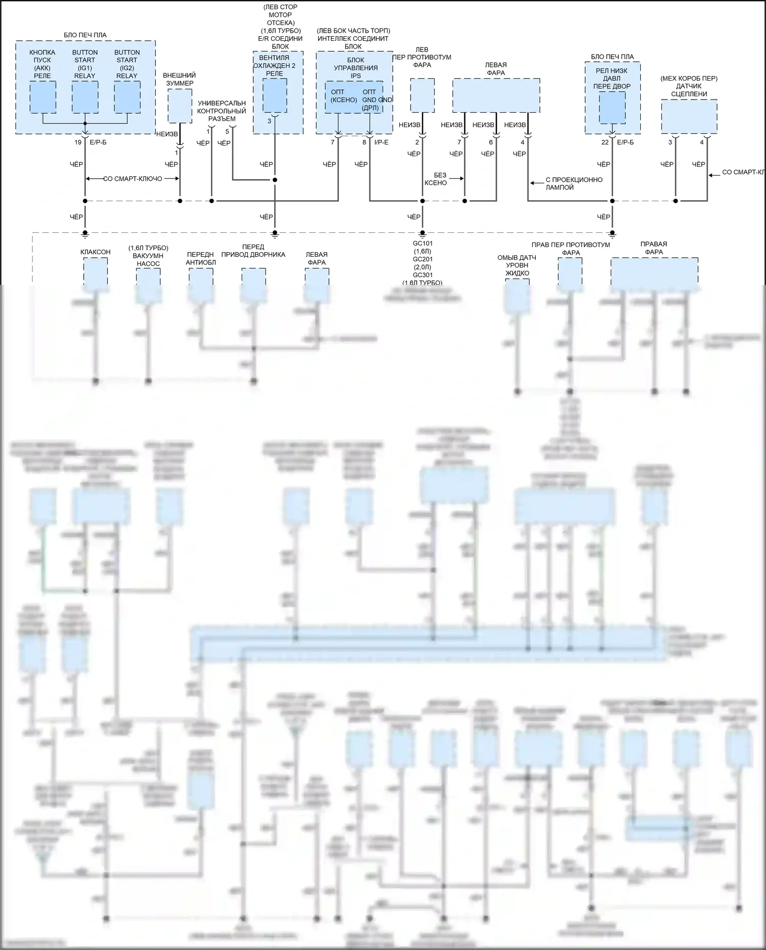 Soul Kia II рестайлинг (2016-2019): Электросхема точек подключения масс (2 из 5) 
