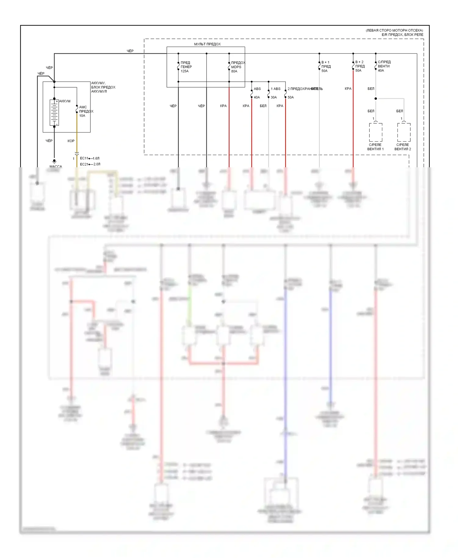 Soul Kia II (2013-2016): Электросхема блока предохранителей реле (1 из 10) 