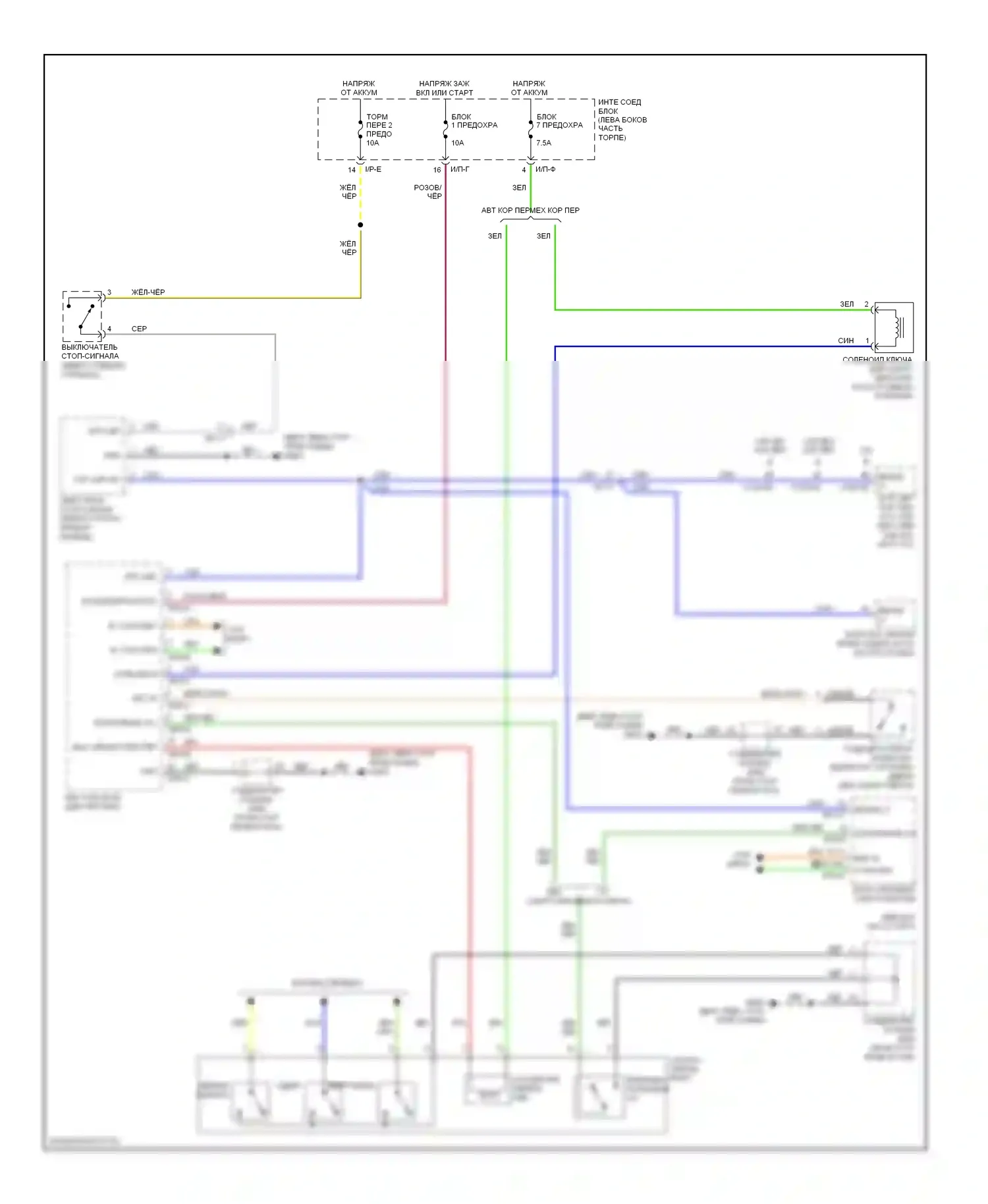 Soul Kia II (2013-2016): Электросхема блокировки селектора 