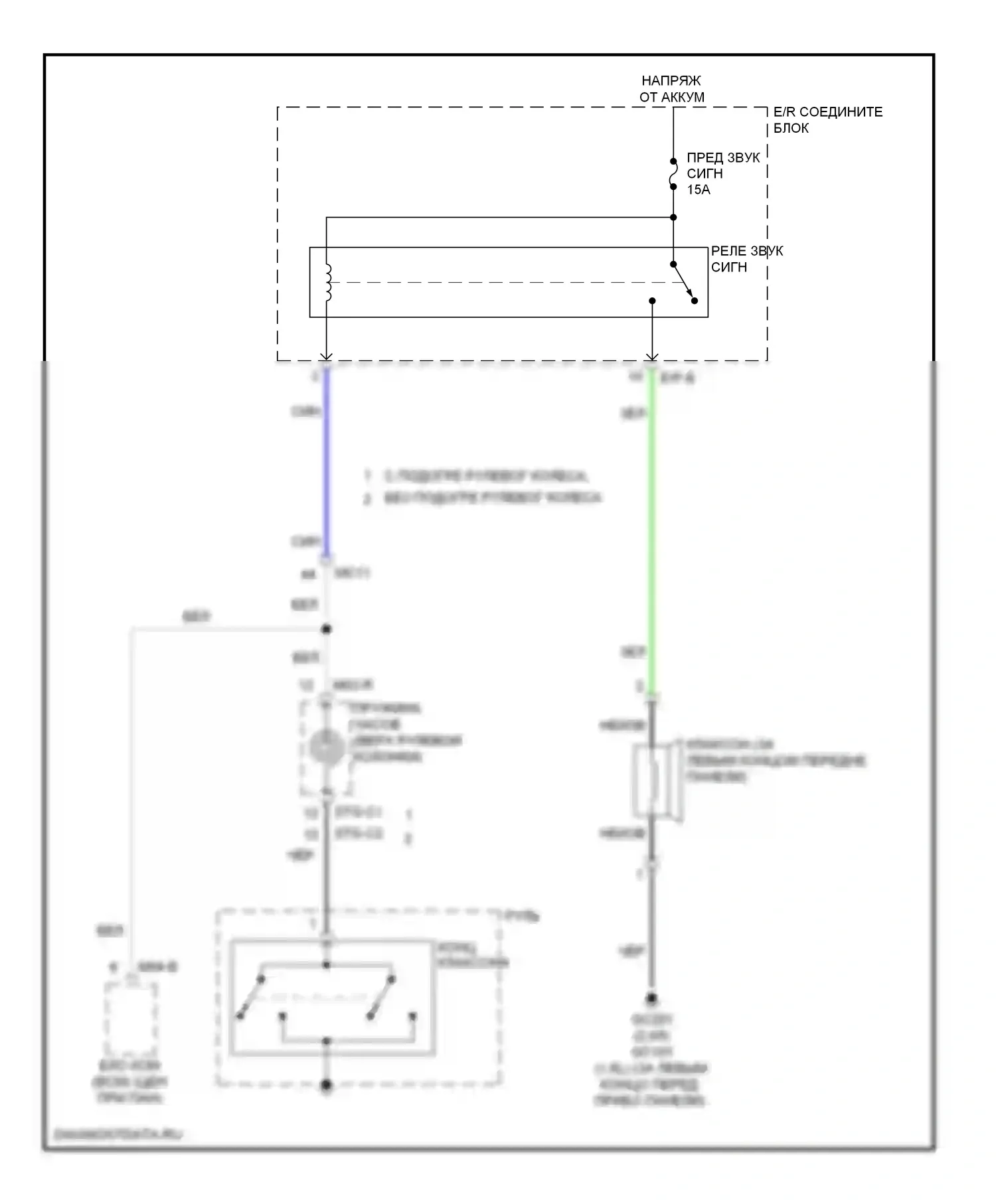 Soul Kia II (2013-2016): Электросхема клаксона 