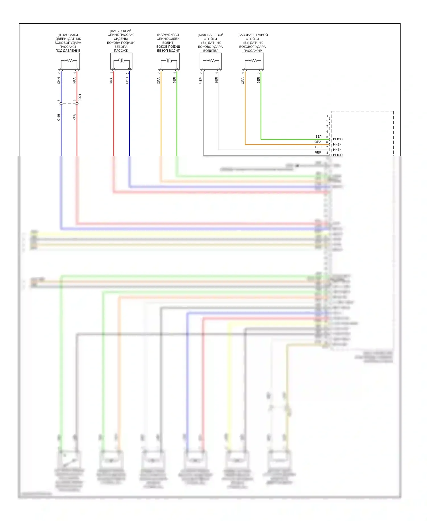 Soul Kia II (2013-2016): Электросхема подушек безопасности (3 из 3) 
