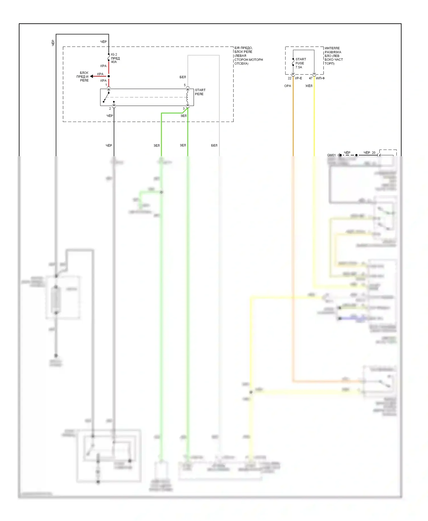 Soul Kia II (2013-2016): Электросхема стартера, с интеллектуальным ключом и, с изг. 