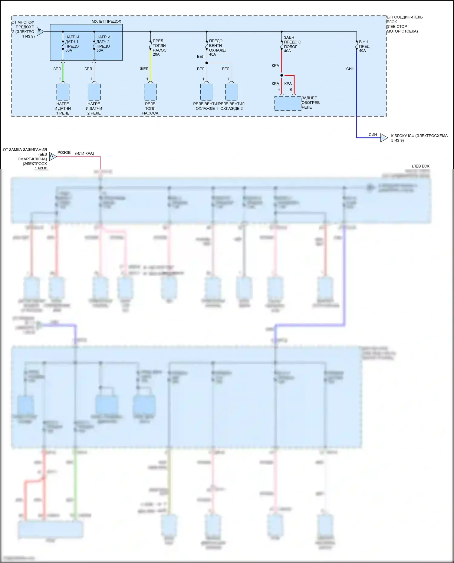 Soul Kia III рестайлинг (2022-2024): Электросхема блока предохранителей реле (2 из 9) 