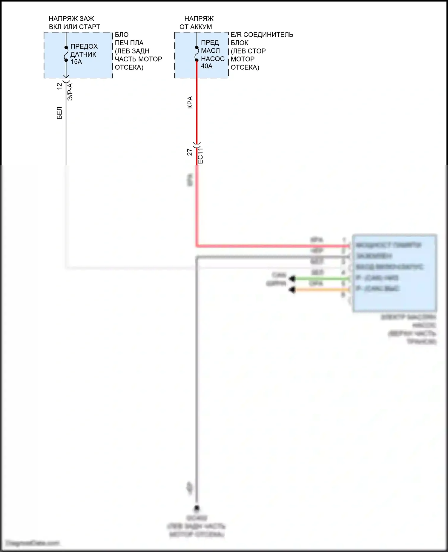 Soul Kia III рестайлинг (2022-2024): Электросхема двигателя 2.0л, электросхема электропроводки масляного насоса 