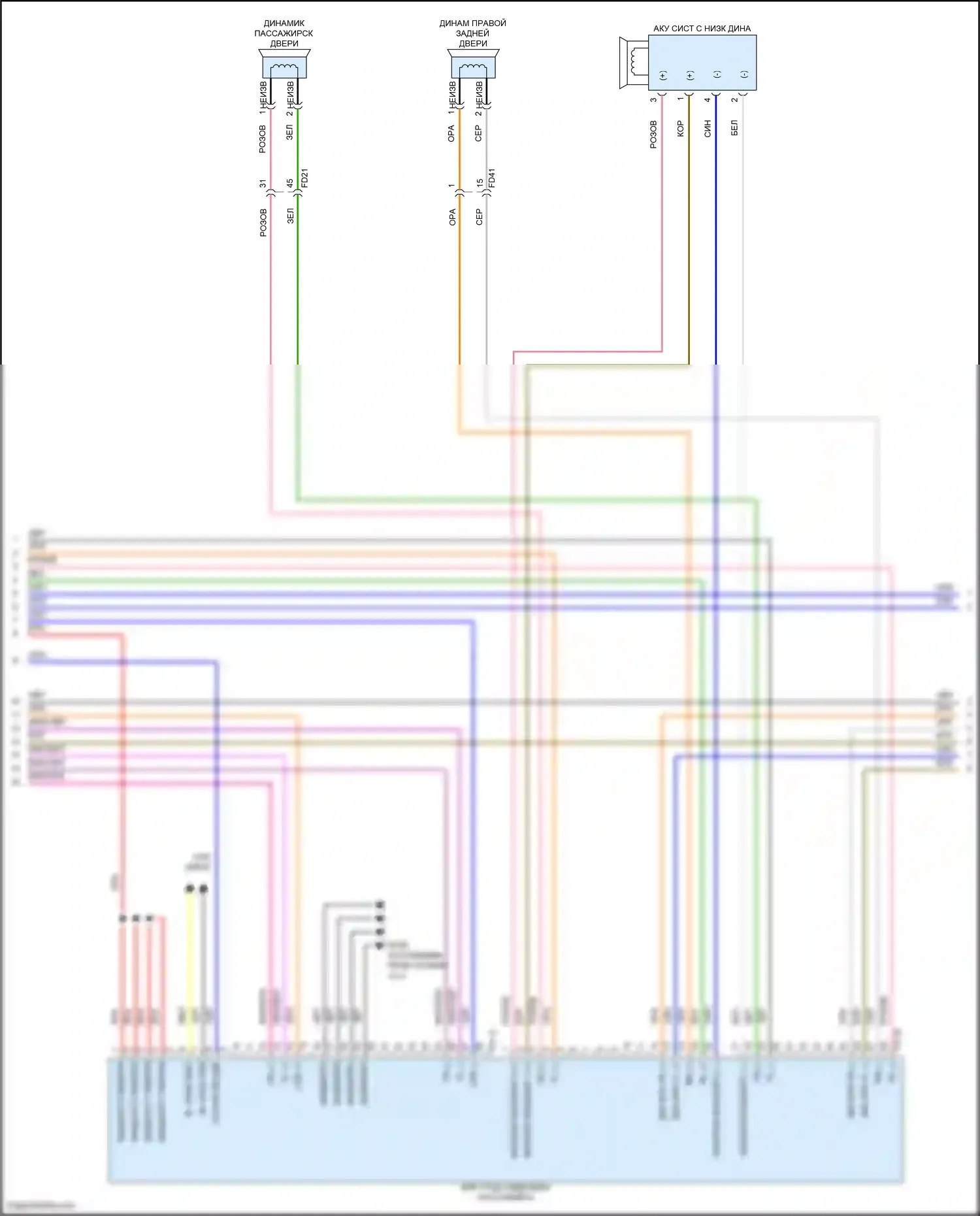 Soul Kia III рестайлинг (2022-2024): Электросхема радиопровода, без навигации, с усилителем (3 из 4) 