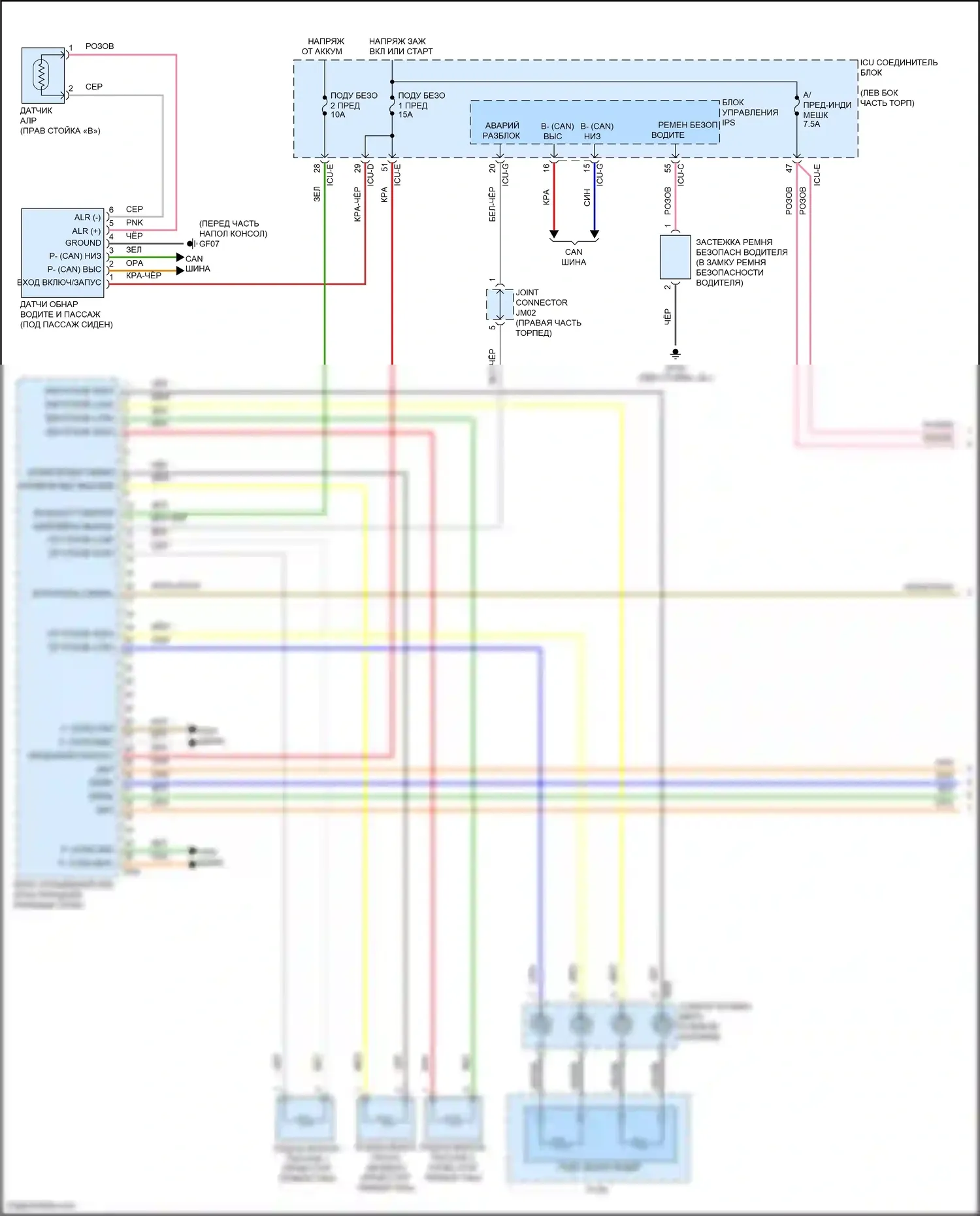 Soul Kia III рестайлинг (2022-2024): Электросхема подушек безопасности (1 из 3) 