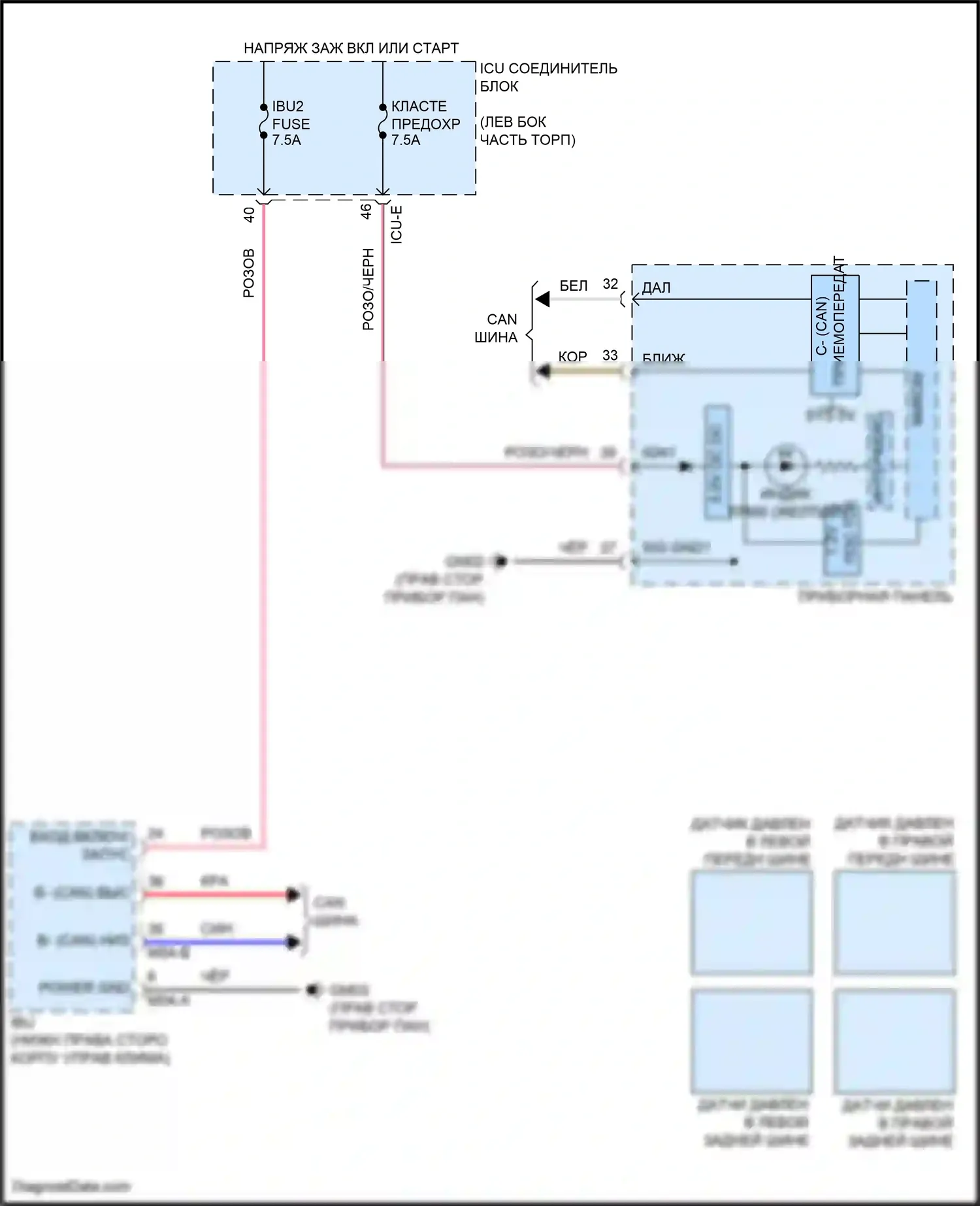 Soul Kia III рестайлинг (2022-2024): Электросхема контроля давления в шинах 