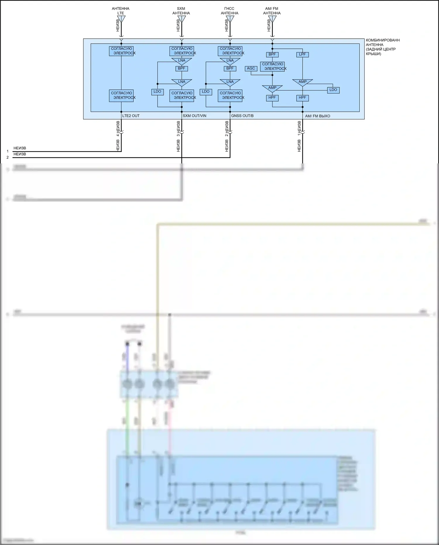 Soul Kia III рестайлинг (2022-2024): Электросхема навигации, без усилителя (2 из 3) 
