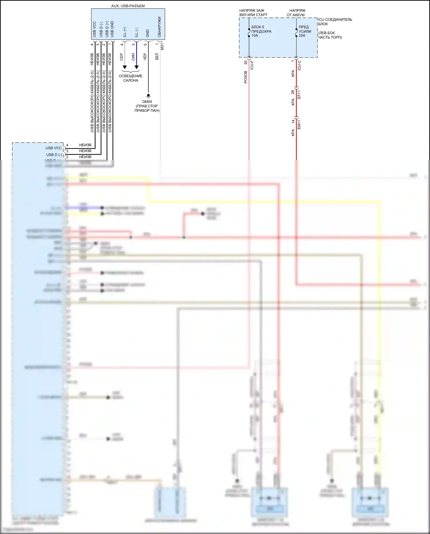 Soul Kia III рестайлинг (2022-2024): Электросхема навигации, с усилителем (1 из 4) 