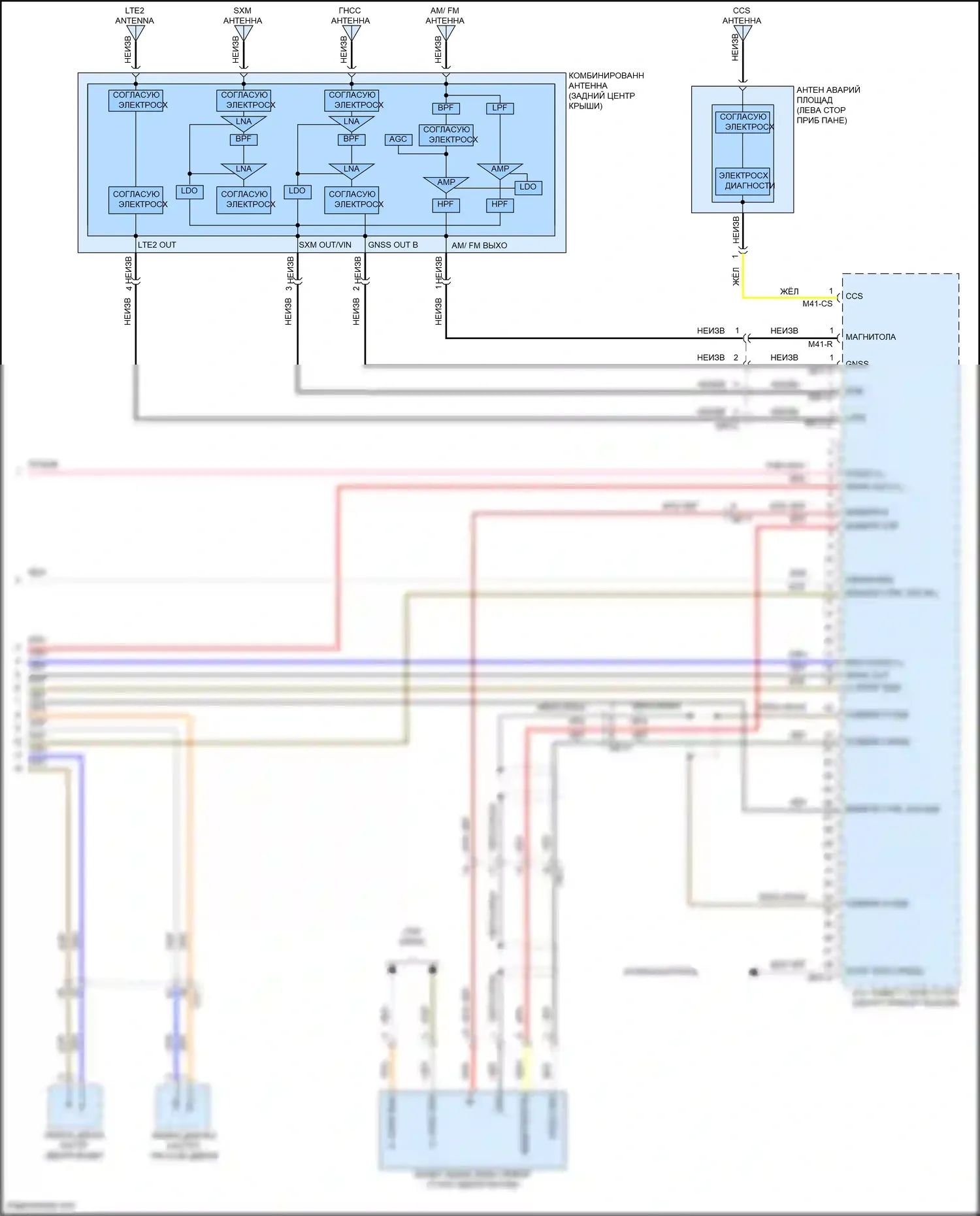 Soul Kia III рестайлинг (2022-2024): Электросхема навигации, с усилителем (4 из 4) 