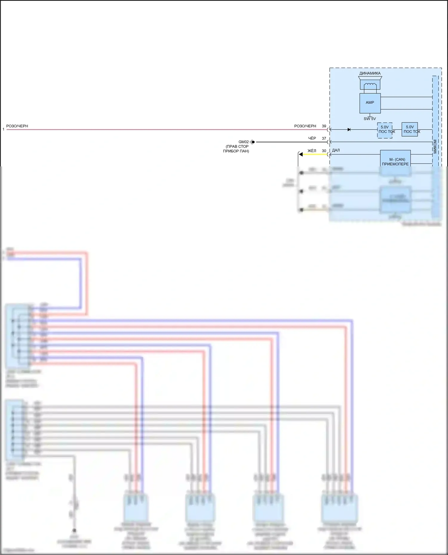 Soul Kia III рестайлинг (2022-2024): Электросхема парктроника (2 из 2) 