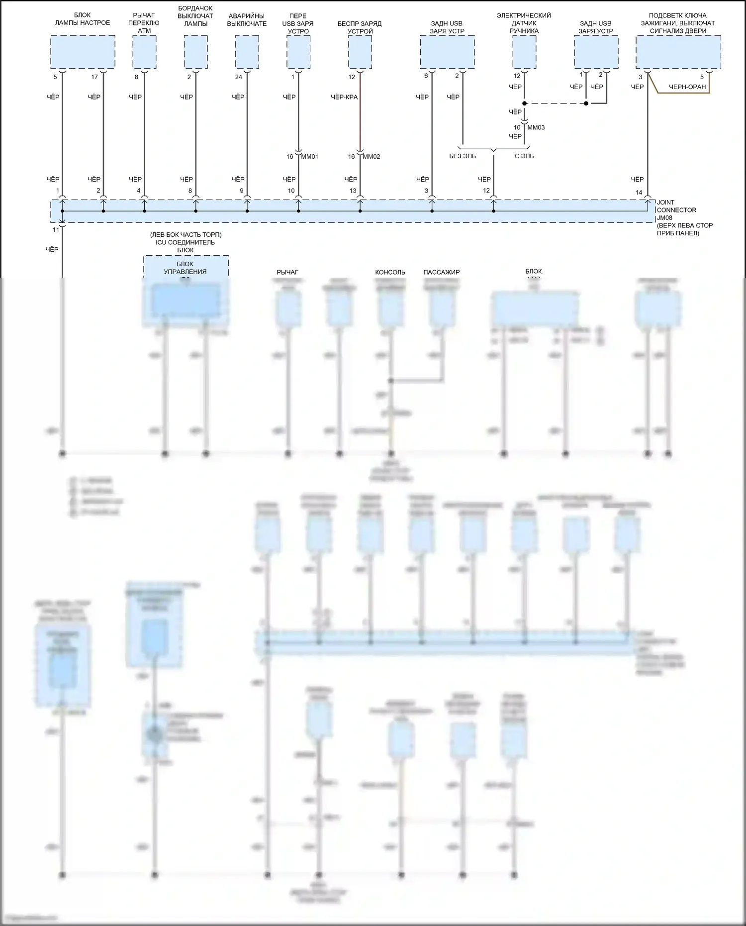 Soul Kia III рестайлинг (2022-2024): Электросхема точек подключения масс (1 из 5) 