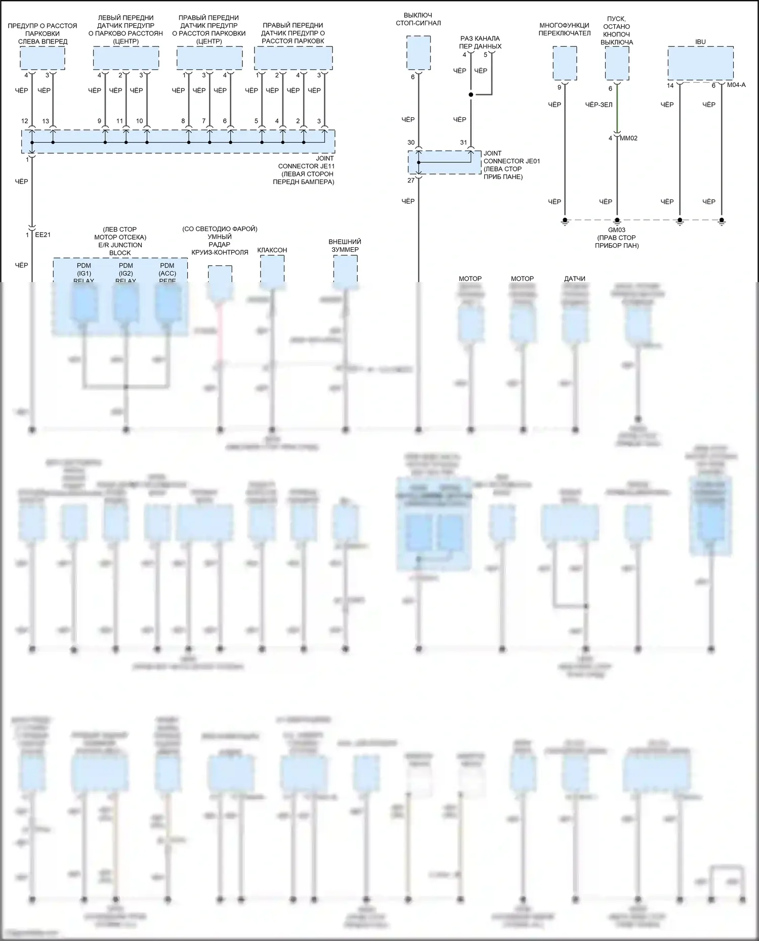 Soul Kia III рестайлинг (2022-2024): Электросхема точек подключения масс (2 из 5) 
