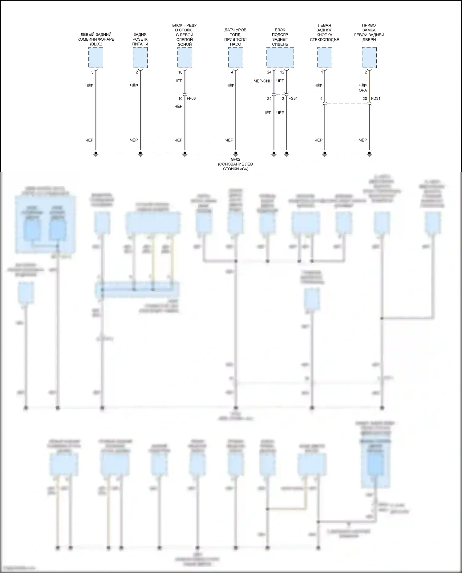Soul Kia III рестайлинг (2022-2024): Электросхема точек подключения масс (3 из 5) 