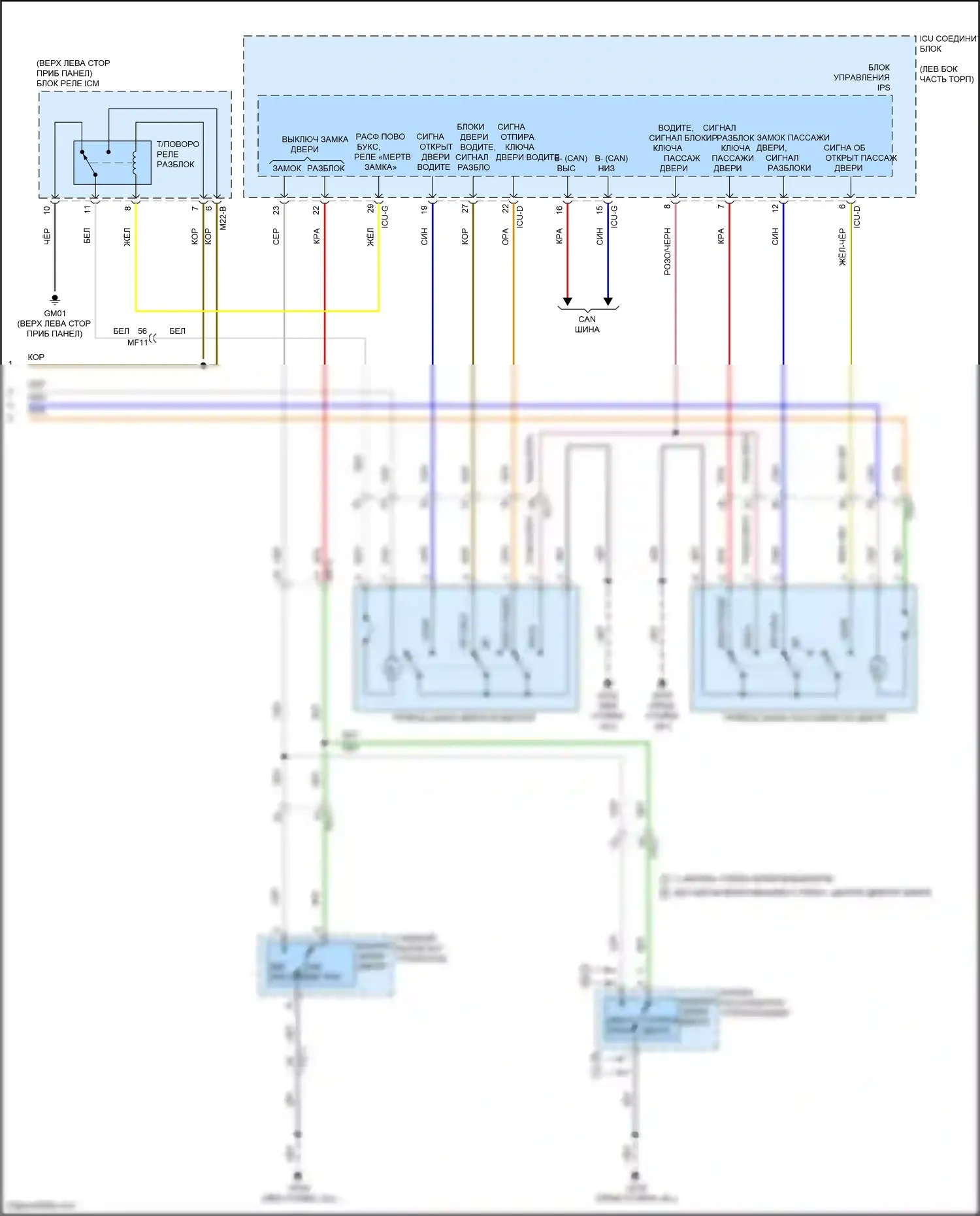 Soul Kia III рестайлинг (2022-2024): Электросхема центрального замка (2 из 2) 