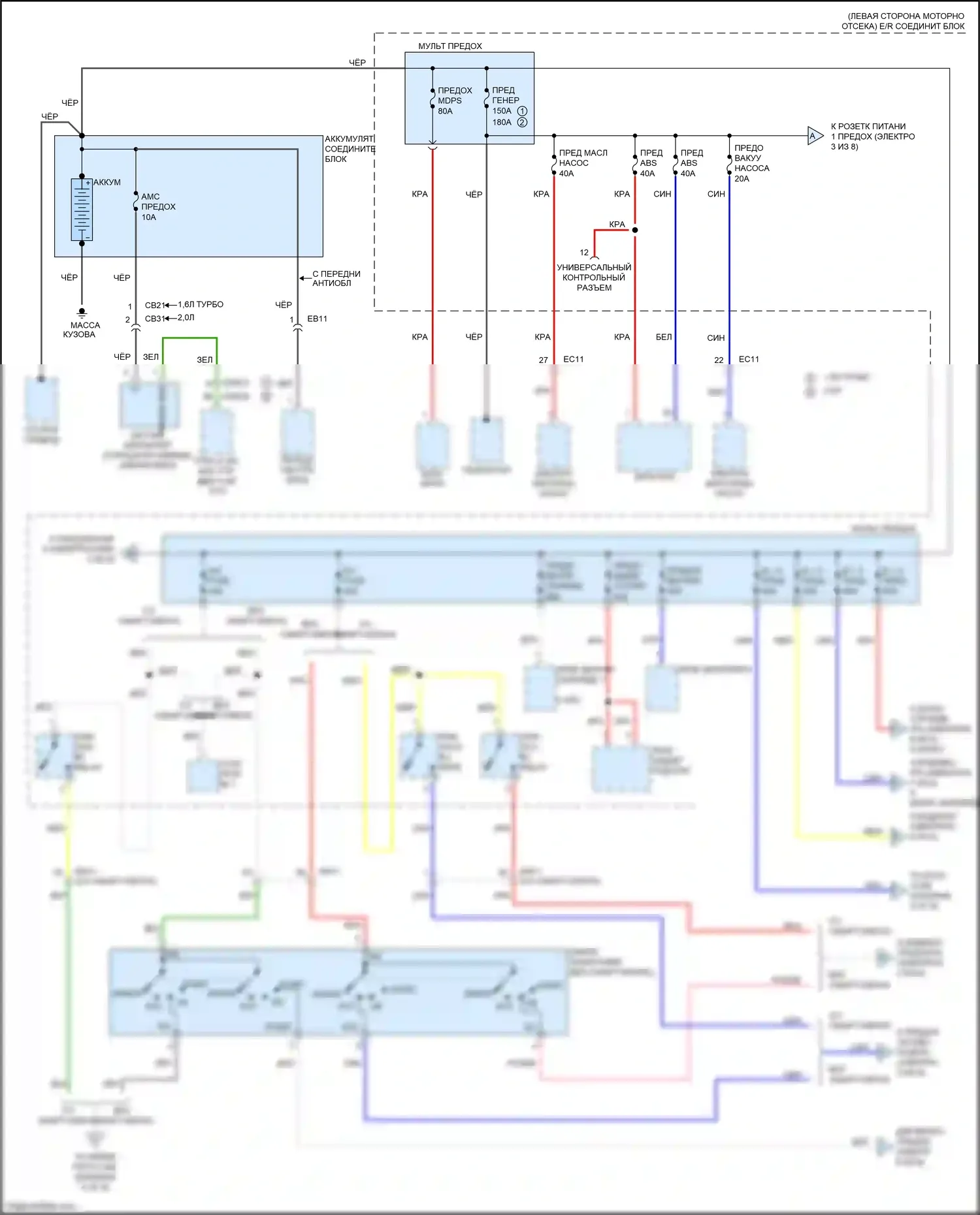 Soul Kia III (2019-2024): Электросхема блока предохранителей реле (1 из 8) 