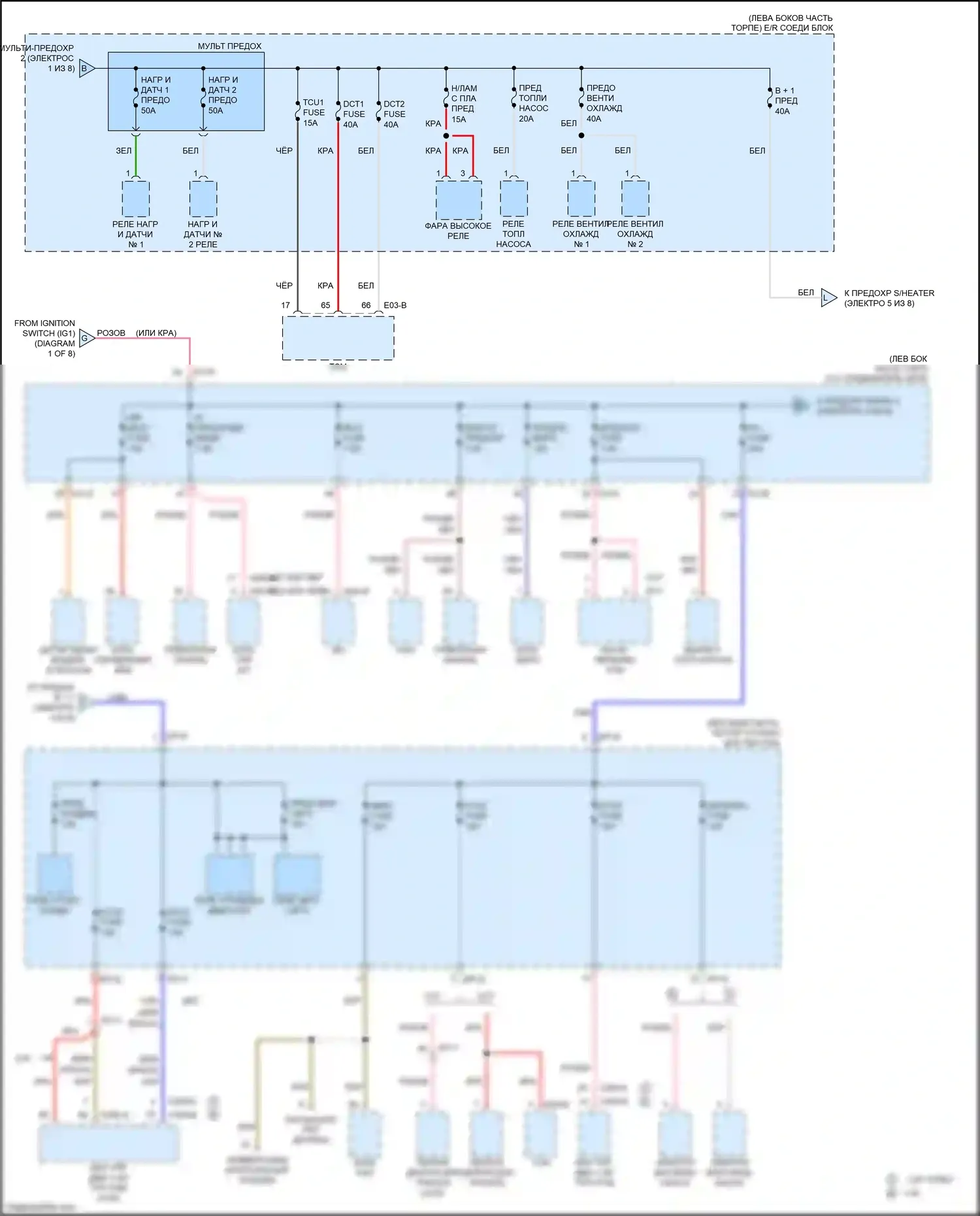 Soul Kia III (2019-2024): Электросхема блока предохранителей реле (2 из 8) 