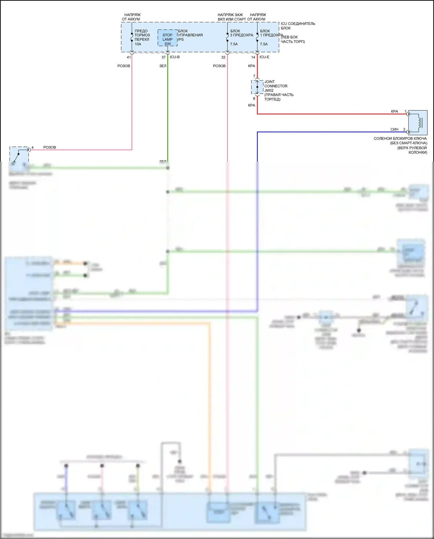 Soul Kia III (2019-2024): 2.0л, электросхема блокировки селектора 