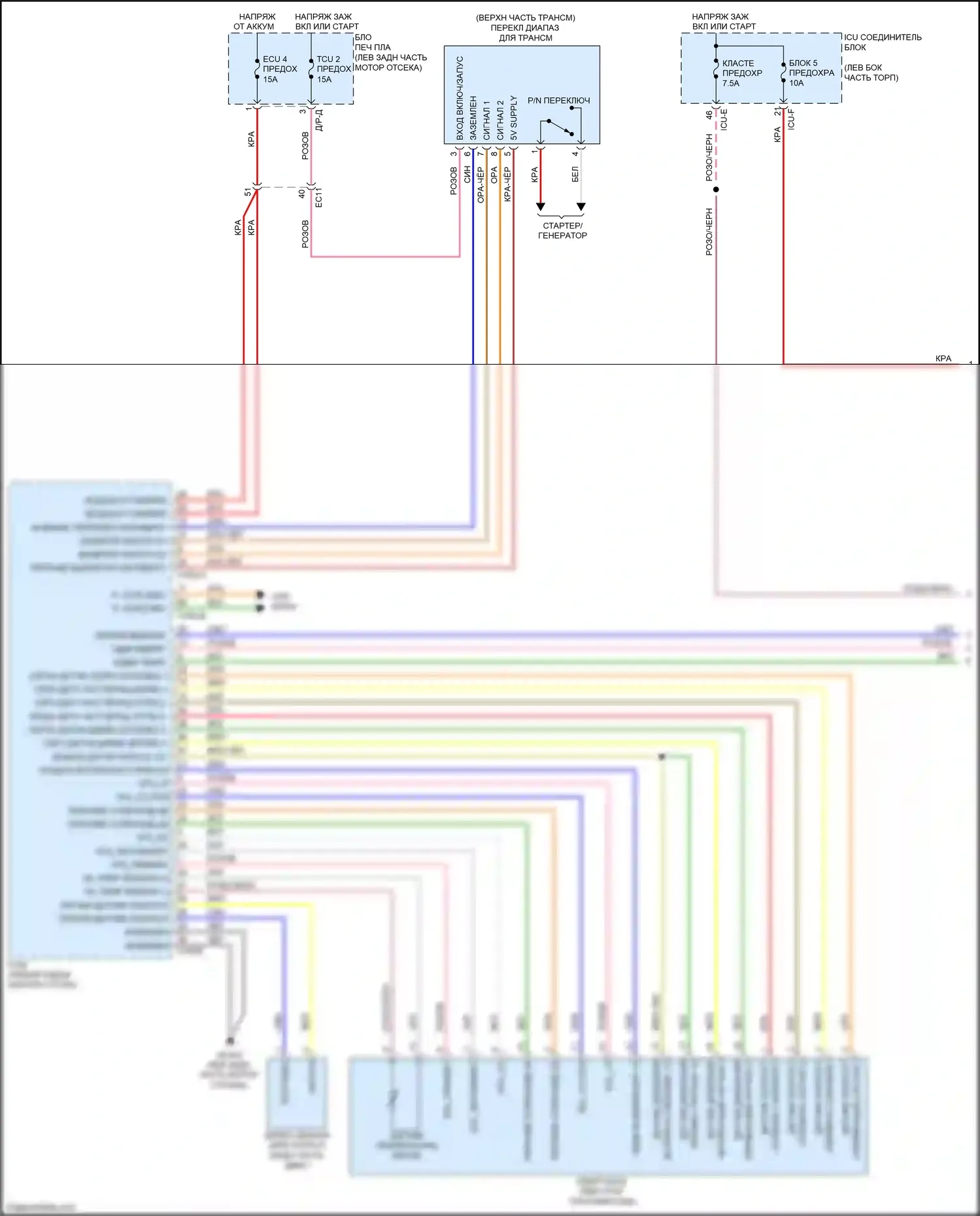 Soul Kia III (2019-2024): 2,0л, электросхема соединений автоматической коробки передач (1 из 2) 