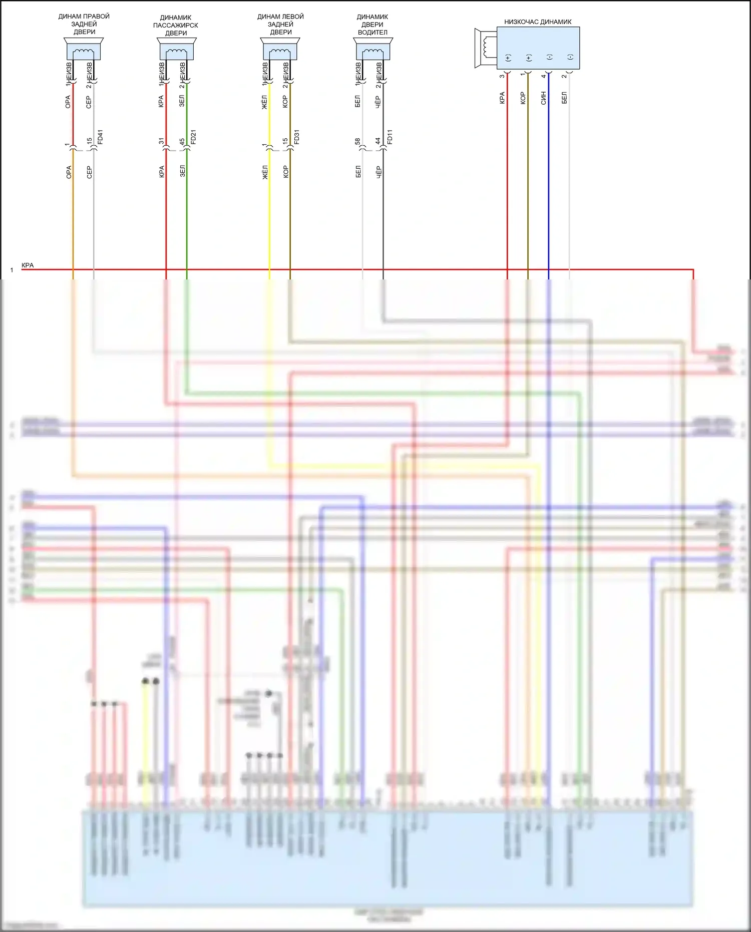 Soul Kia III (2019-2024): Электросхема магнитолы, с усилителем, с остановкой/переходом на холостой ход (3 из 4) 