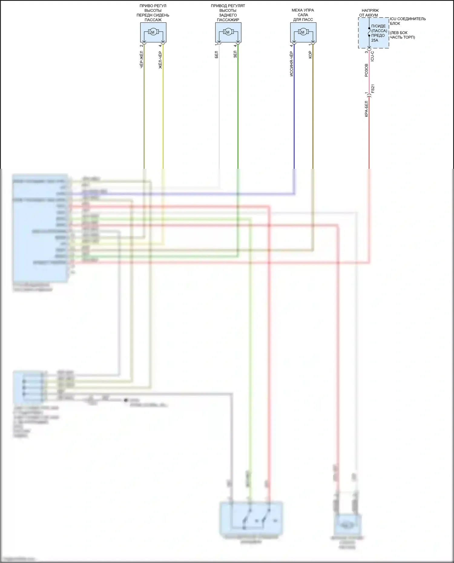 Soul Kia III (2019-2024): Электросхема сиденья питания для пассажиров 