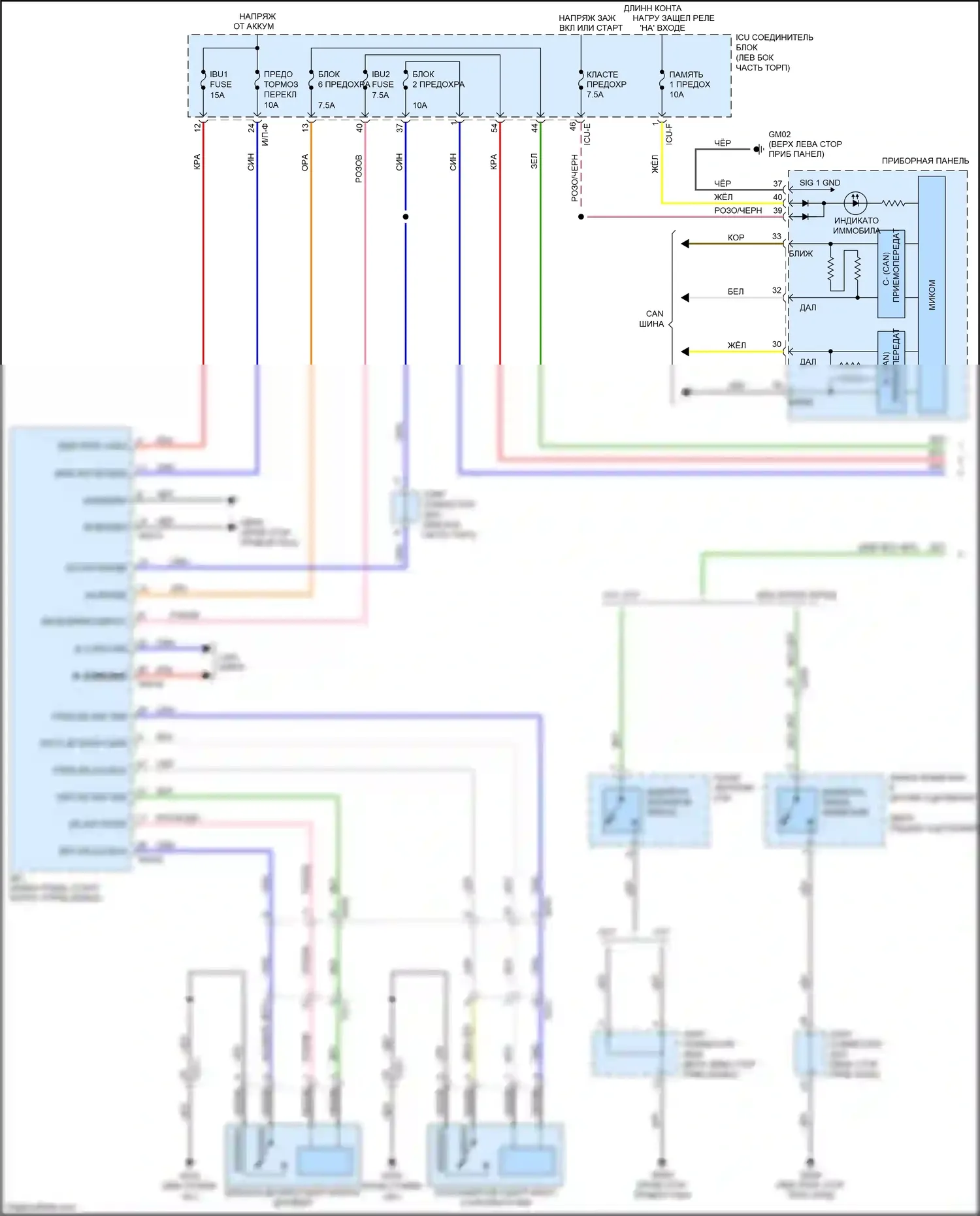 Soul Kia III (2019-2024): Электросхема иммобилайзера, с системой интеллектуальных ключей (1 из 2) 