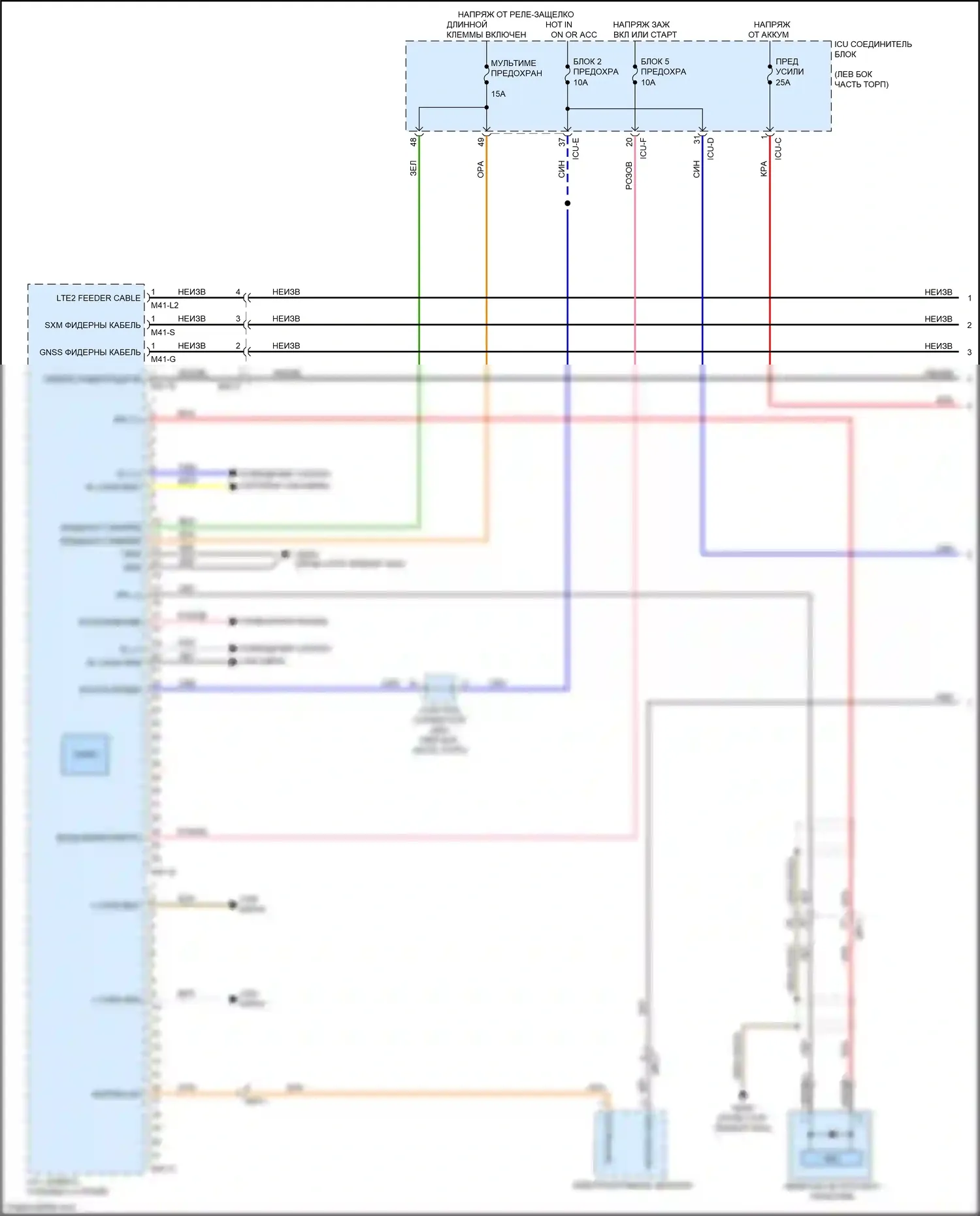 Soul Kia III (2019-2024): Электросхема навигации, с усилителем, без остановки на холостом ходу/без хода (1 из 4) 