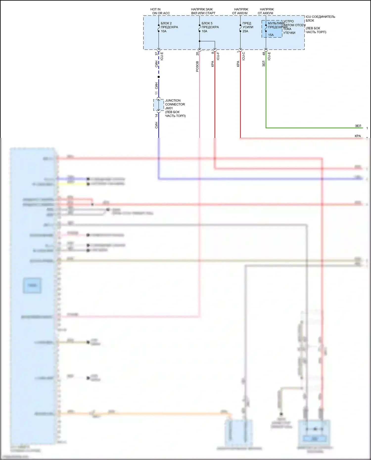 Soul Kia III (2019-2024): Электросхема навигации, с усилителем, с остановкой на холостом ходу/на ходу (1 из 4) 