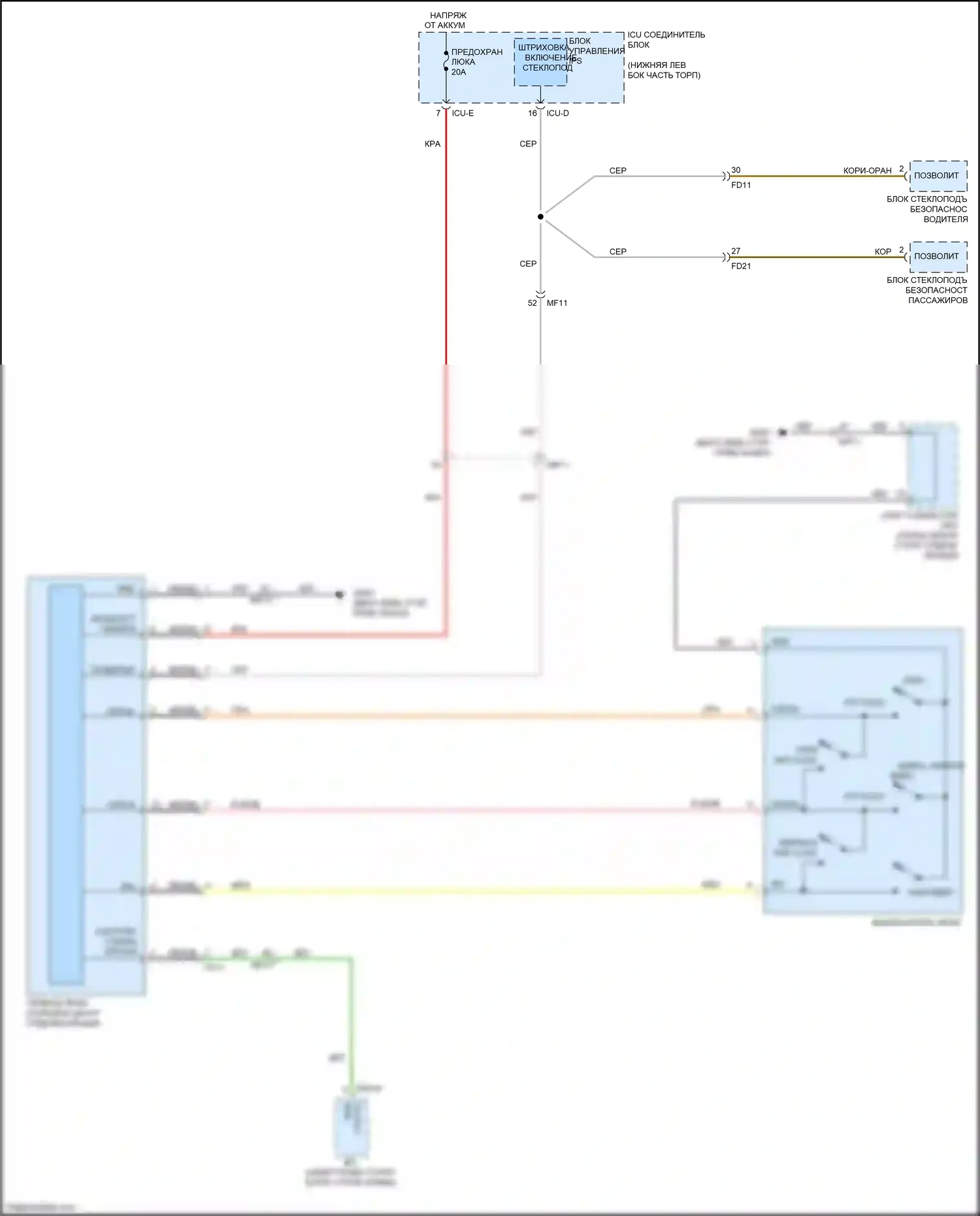 Soul Kia III (2019-2024): Электросхема складной крыши/люка 