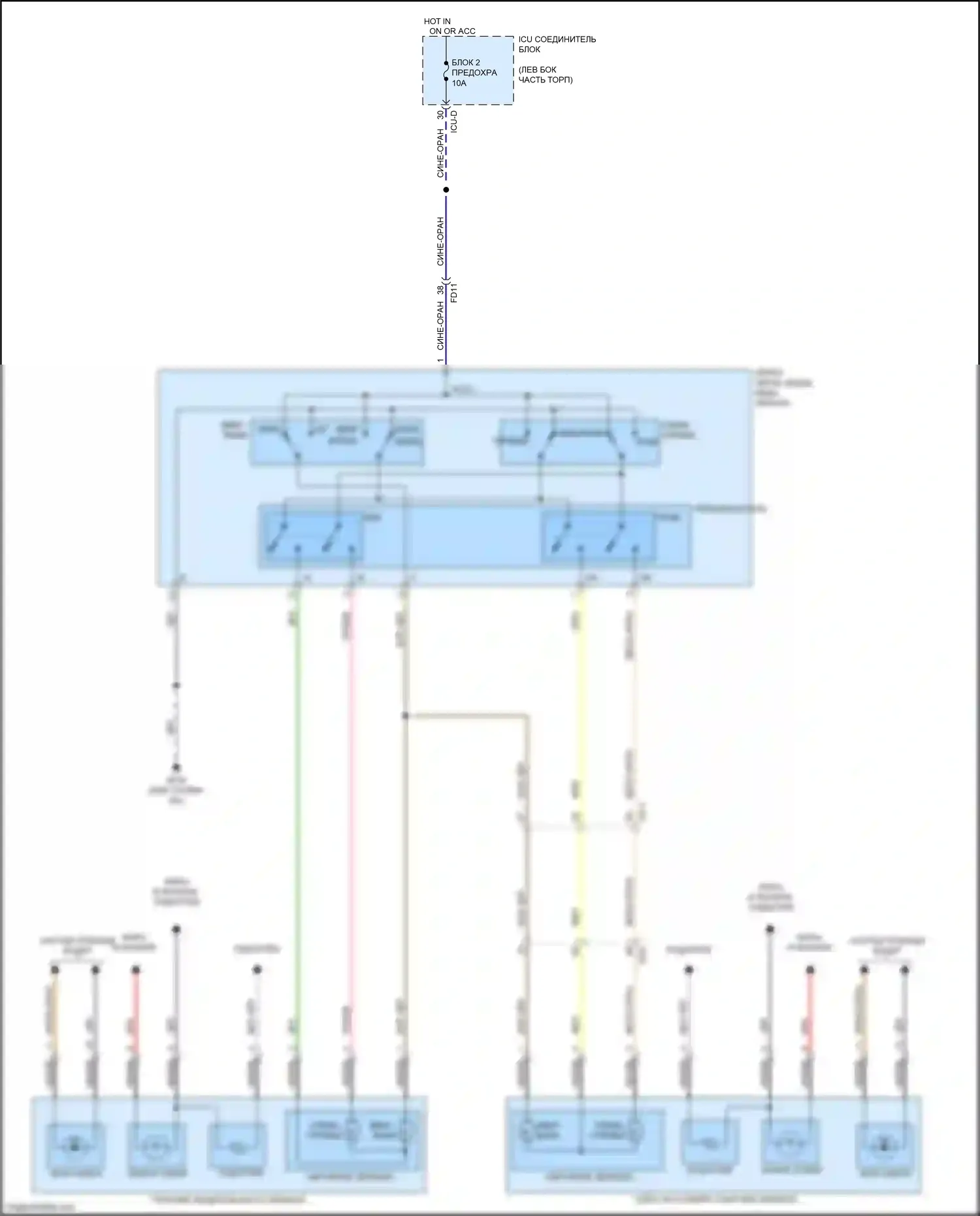 Soul Kia III (2019-2024): Электросхема управления зеркалами заднего вида 
