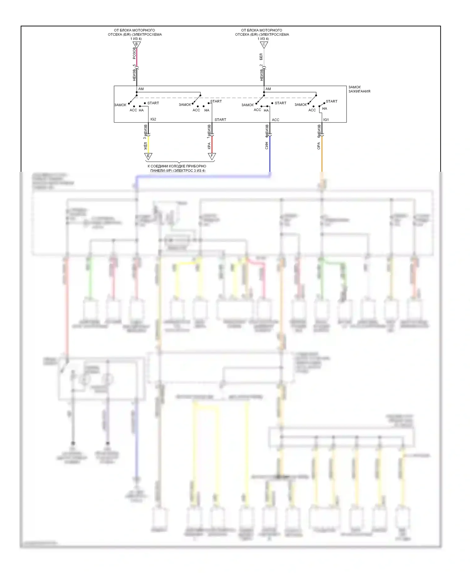 Spectra Kia I рестайлинг 2 (2004-2011): Электросхема блока предохранителей реле (2 из 4) 