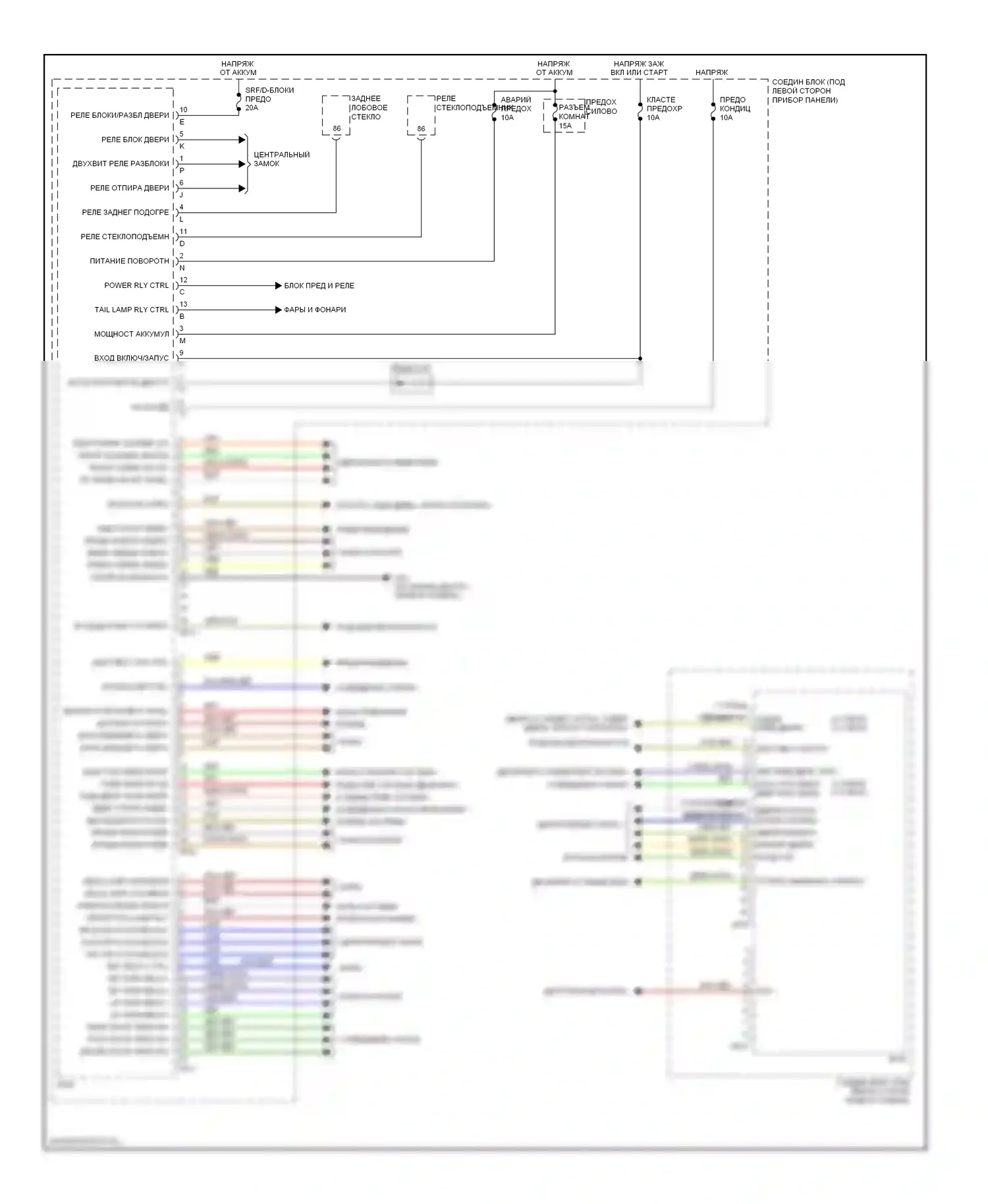 Spectra Kia I рестайлинг 2 (2004-2011): Электросхема блоков управления кузовом 