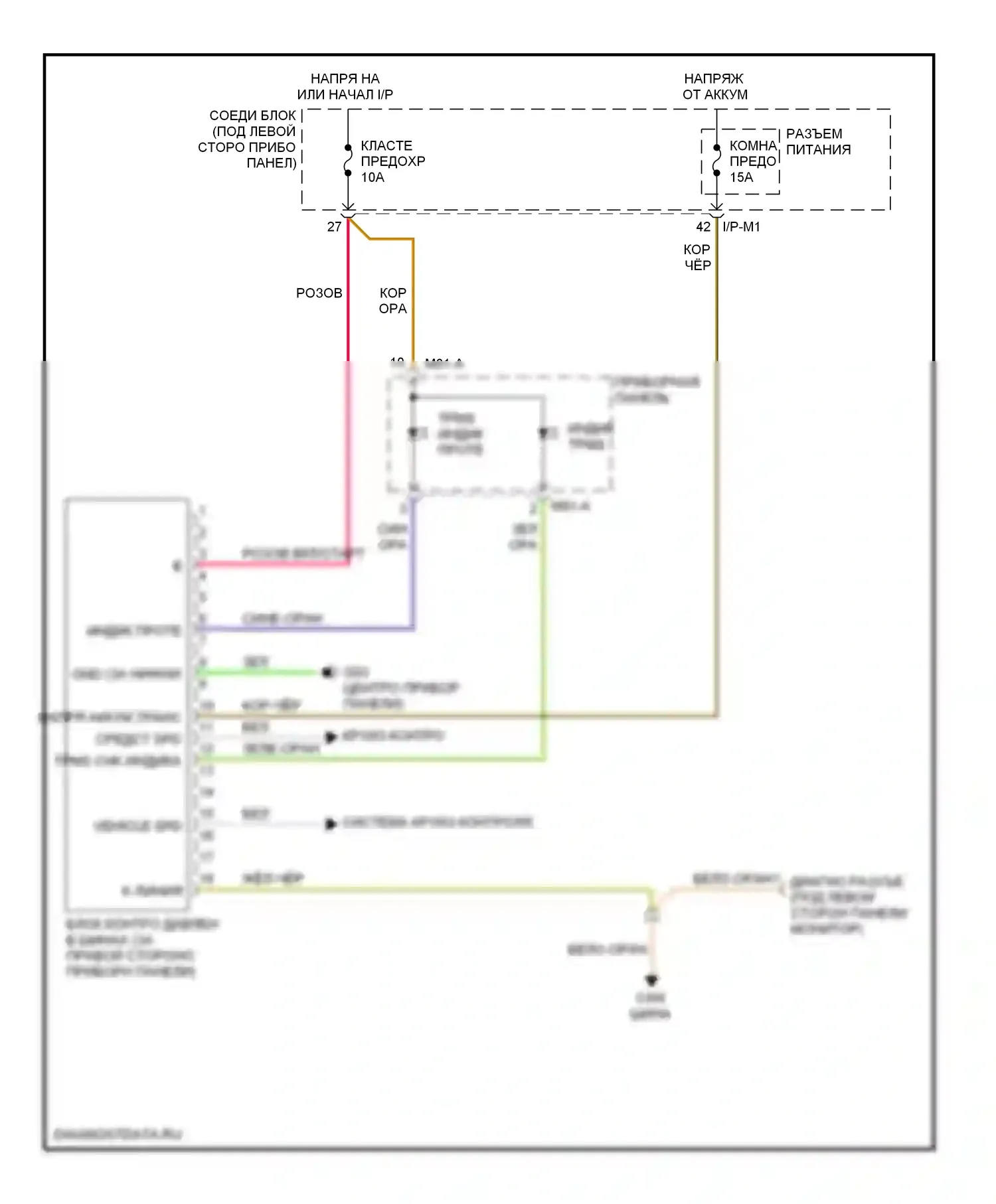Spectra Kia I рестайлинг 2 (2004-2011): Электросхема контроля давления в шинах 