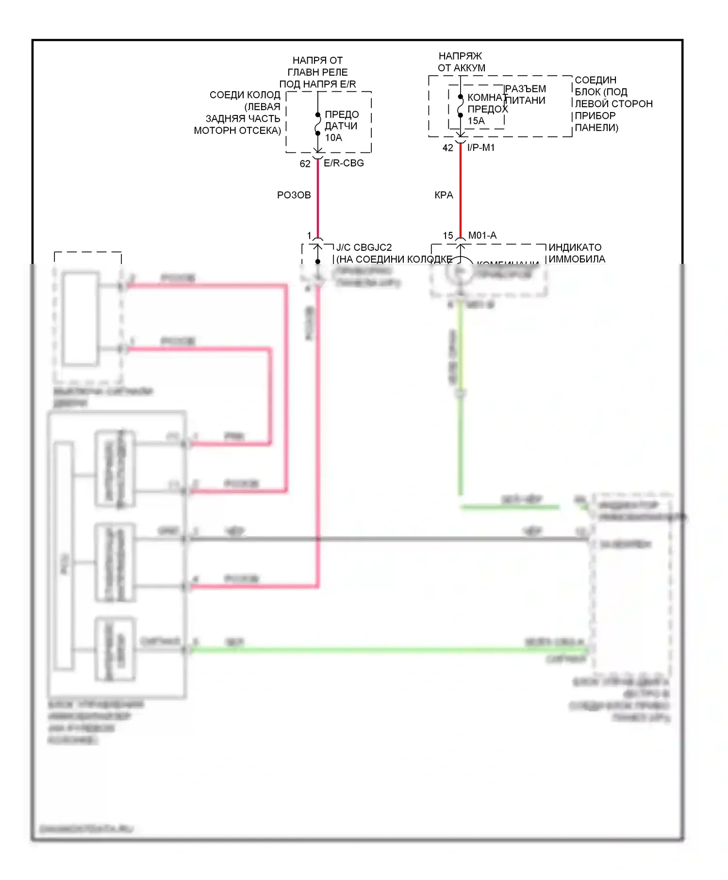 Spectra Kia I рестайлинг 2 (2004-2011): Электросхема иммобилайзера 