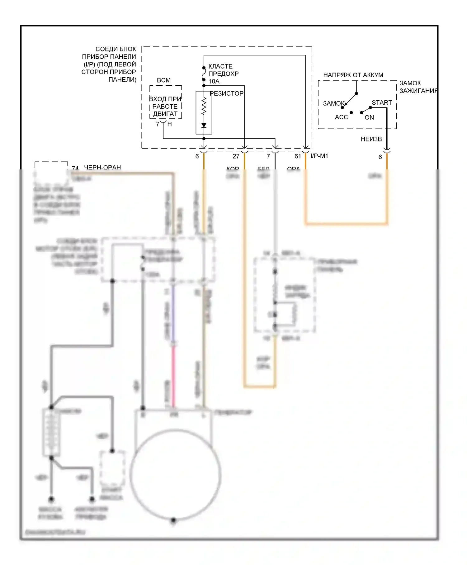 Spectra Kia I рестайлинг 2 (2004-2011): Электросхема генератора 