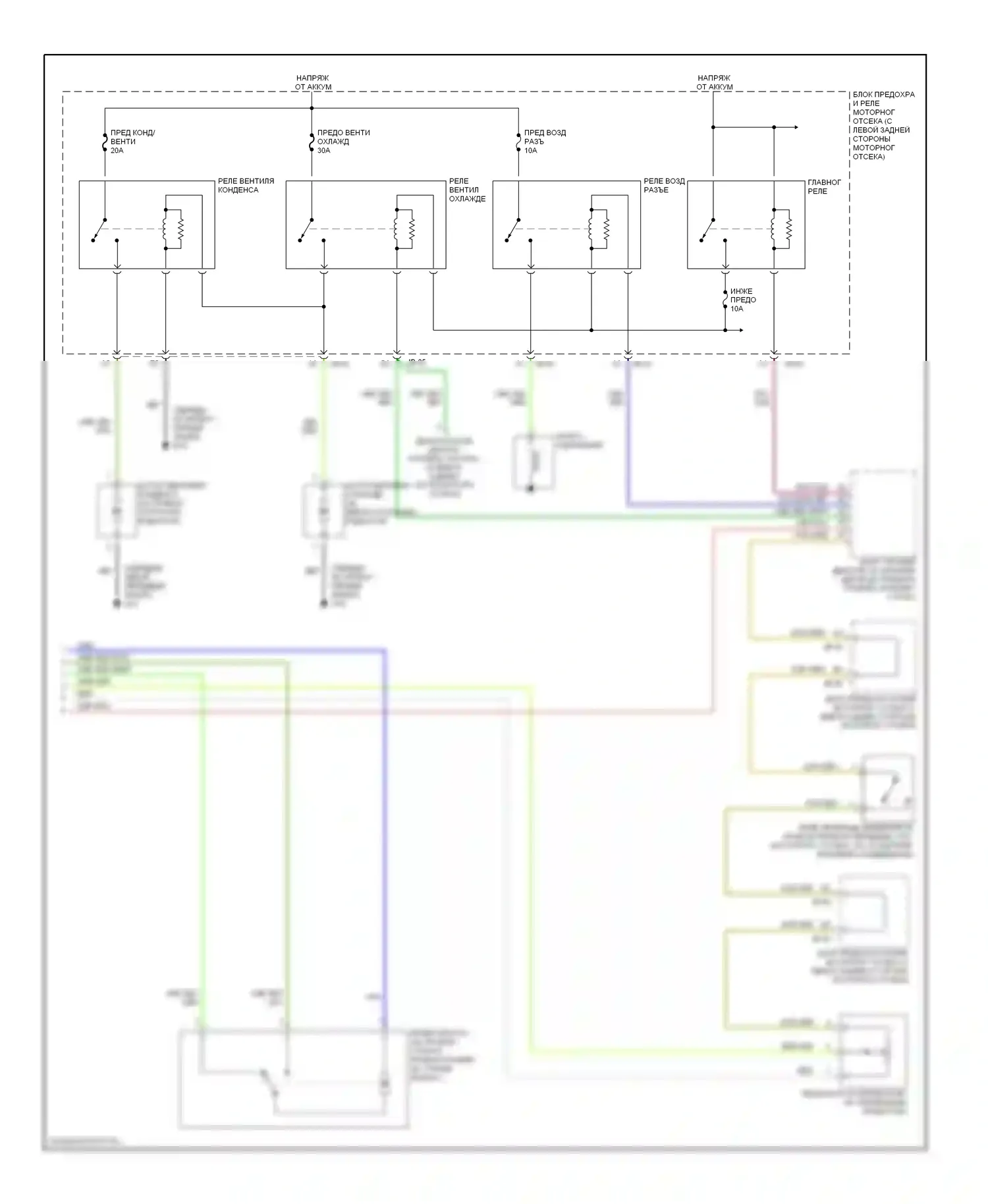 Spectra Kia I рестайлинг (2001-2004): Электросхема ручного кондиционера (2 из 2) 