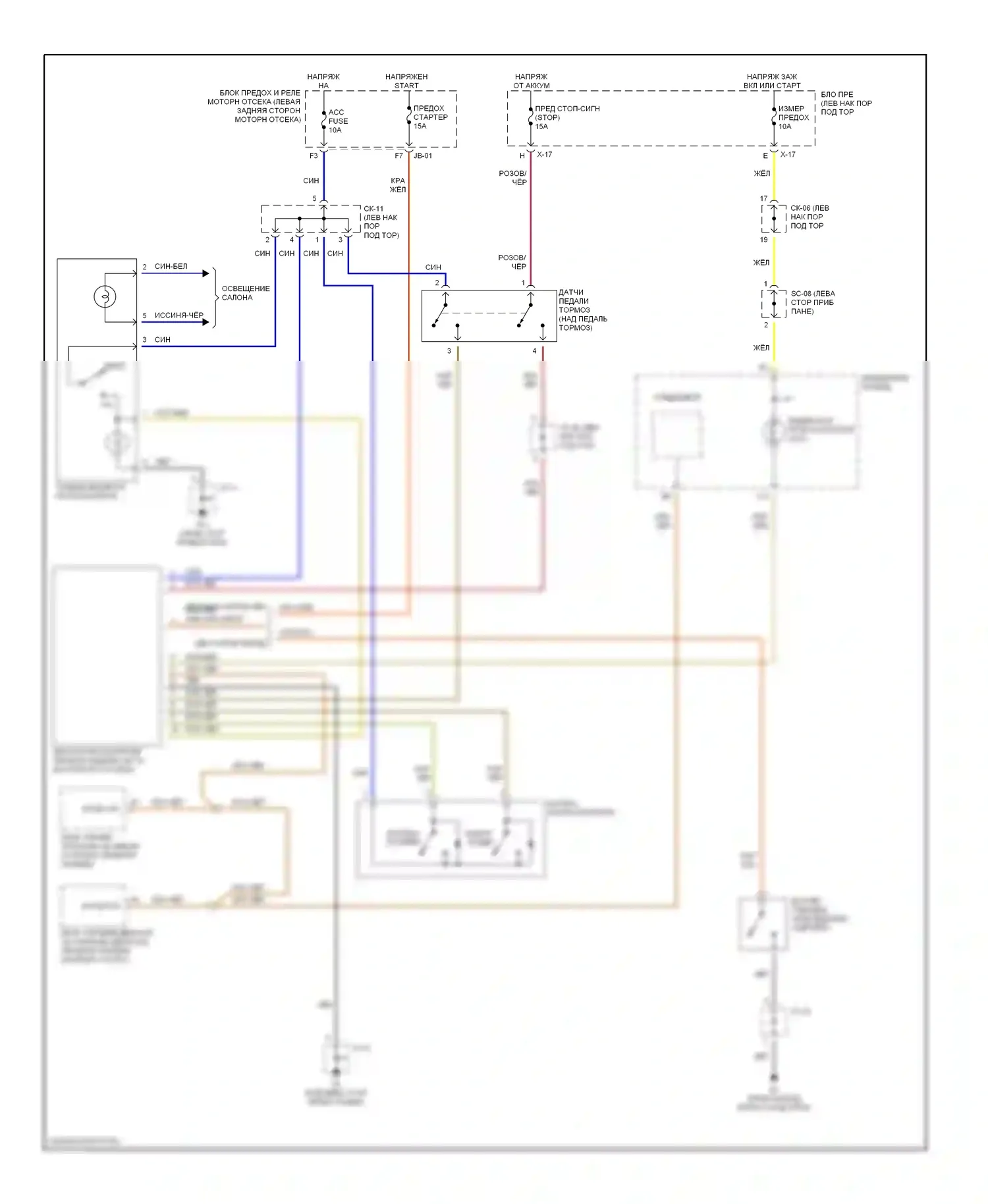 Spectra Kia I рестайлинг (2001-2004): Электросхема круиз-контроля 