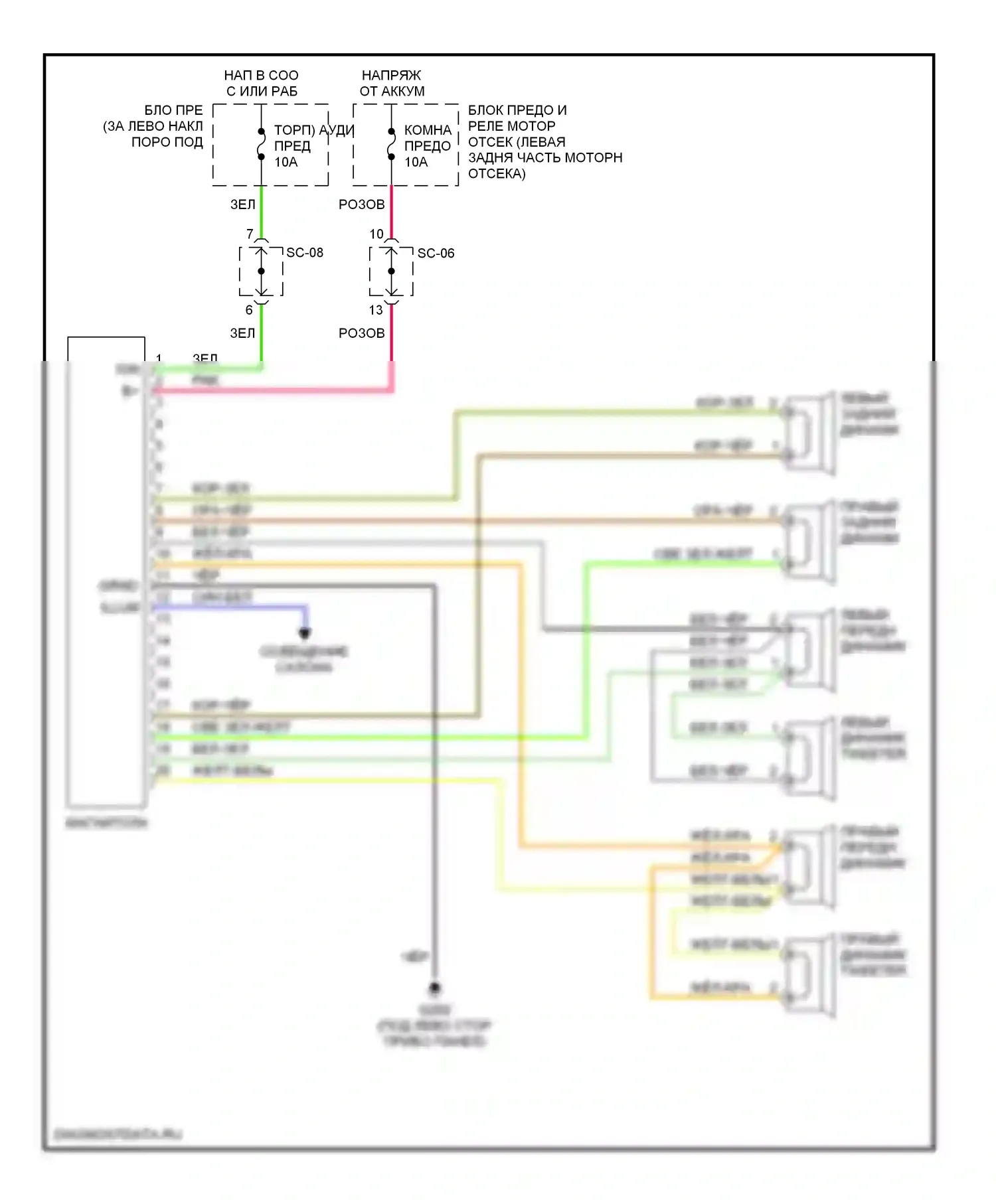 Spectra Kia I (2000-2001): Магнитола электросхем 