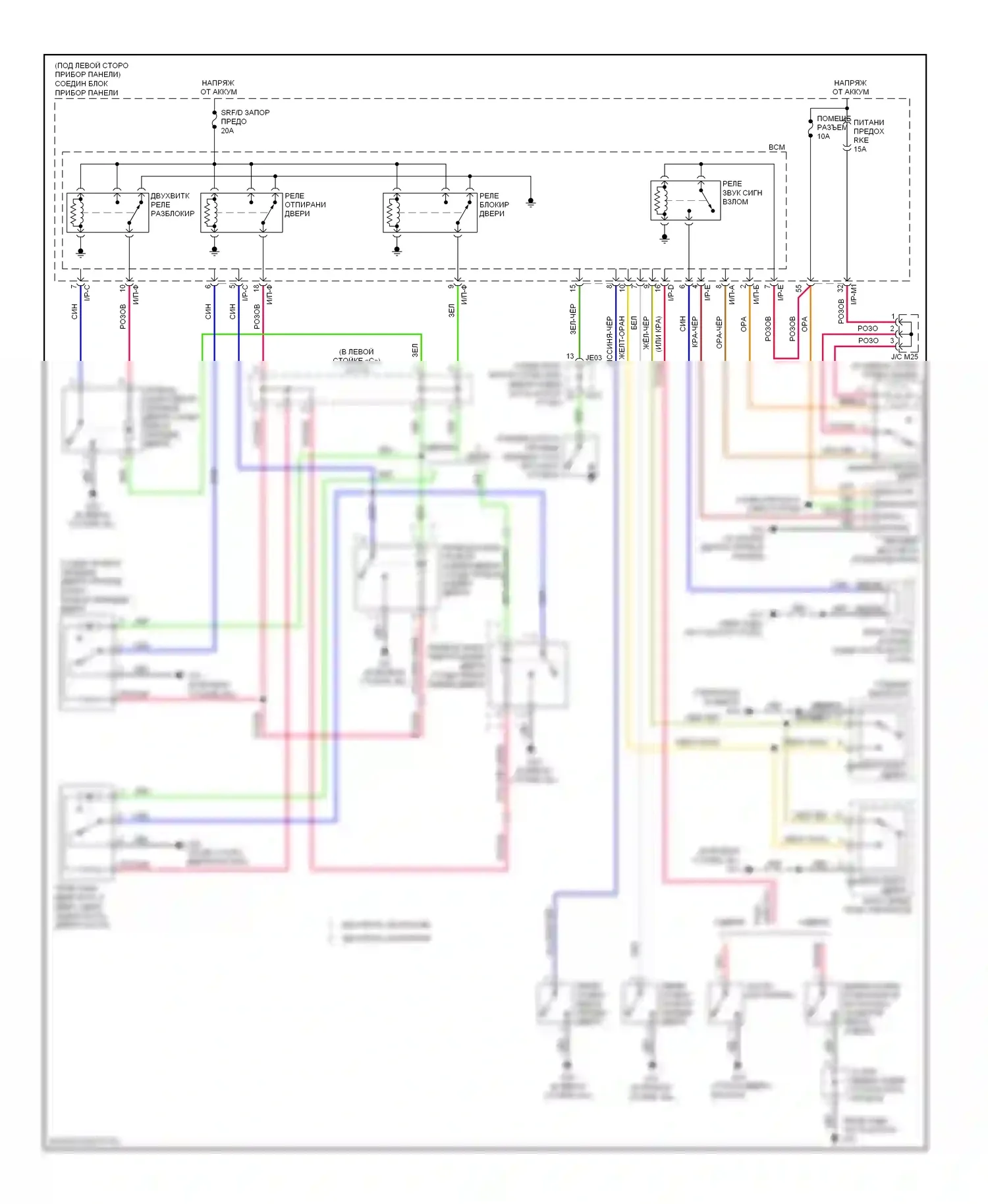 Spectra Kia II (2004-2008): Электросхема центрального замка 