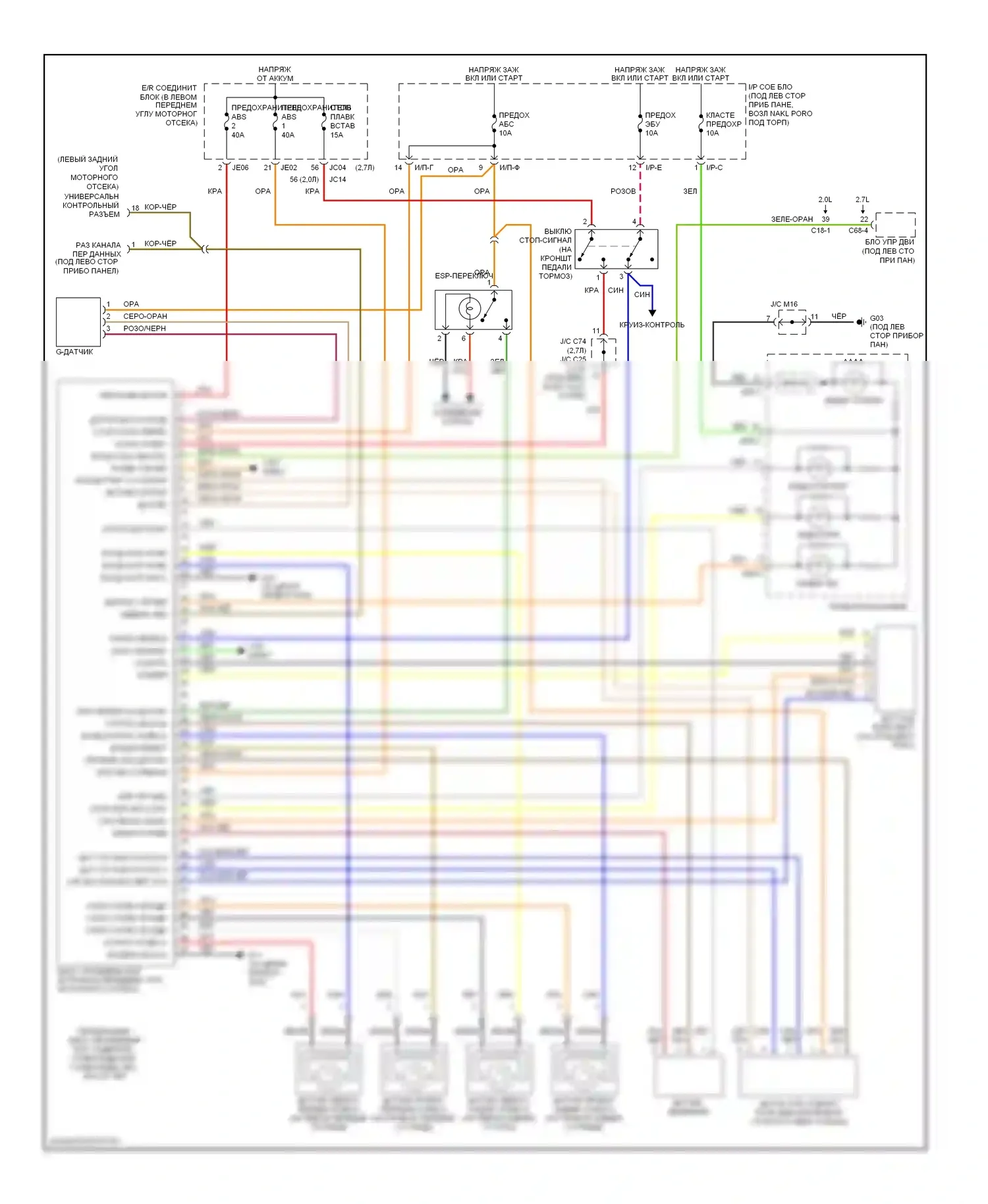 Sportage Kia II (2004-2008): Антиблокировочная система abs электросхема, с esp 