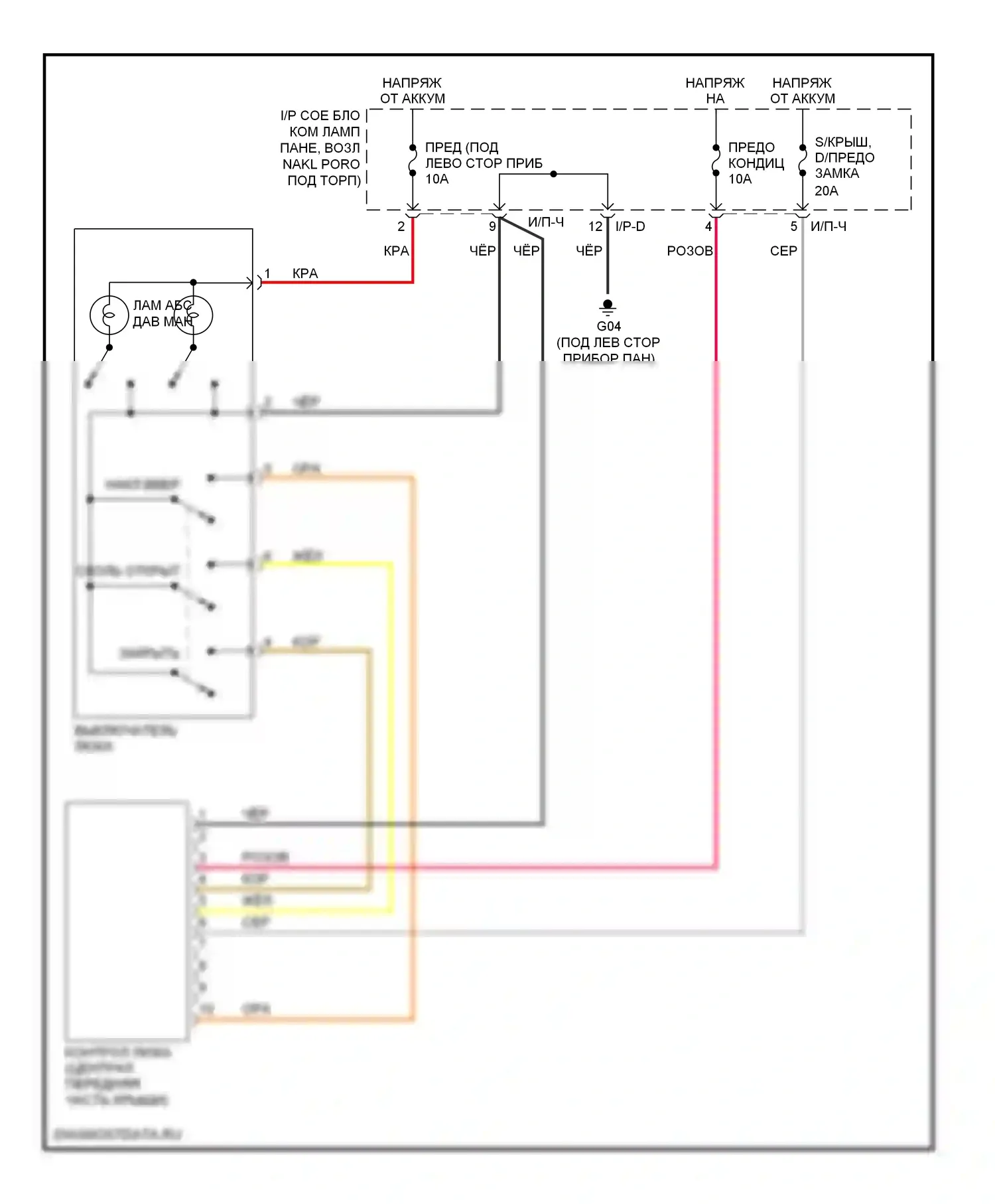 Sportage Kia II (2004-2008): Электросхема складной крыши/люка 
