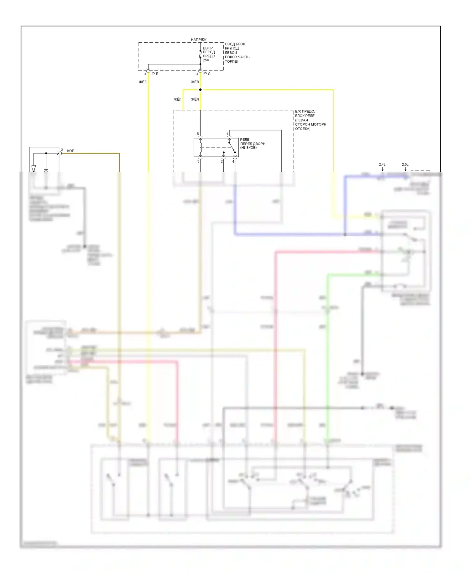 Sportage Kia III (2010-2014): Электросхема передних дворников и омывателей 