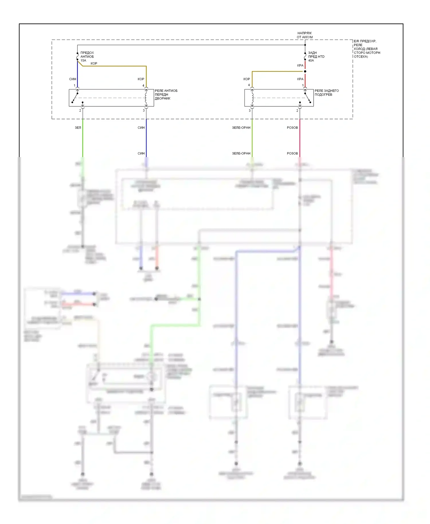 Sportage Kia III (2010-2014): Электросхема подогрева стекол 