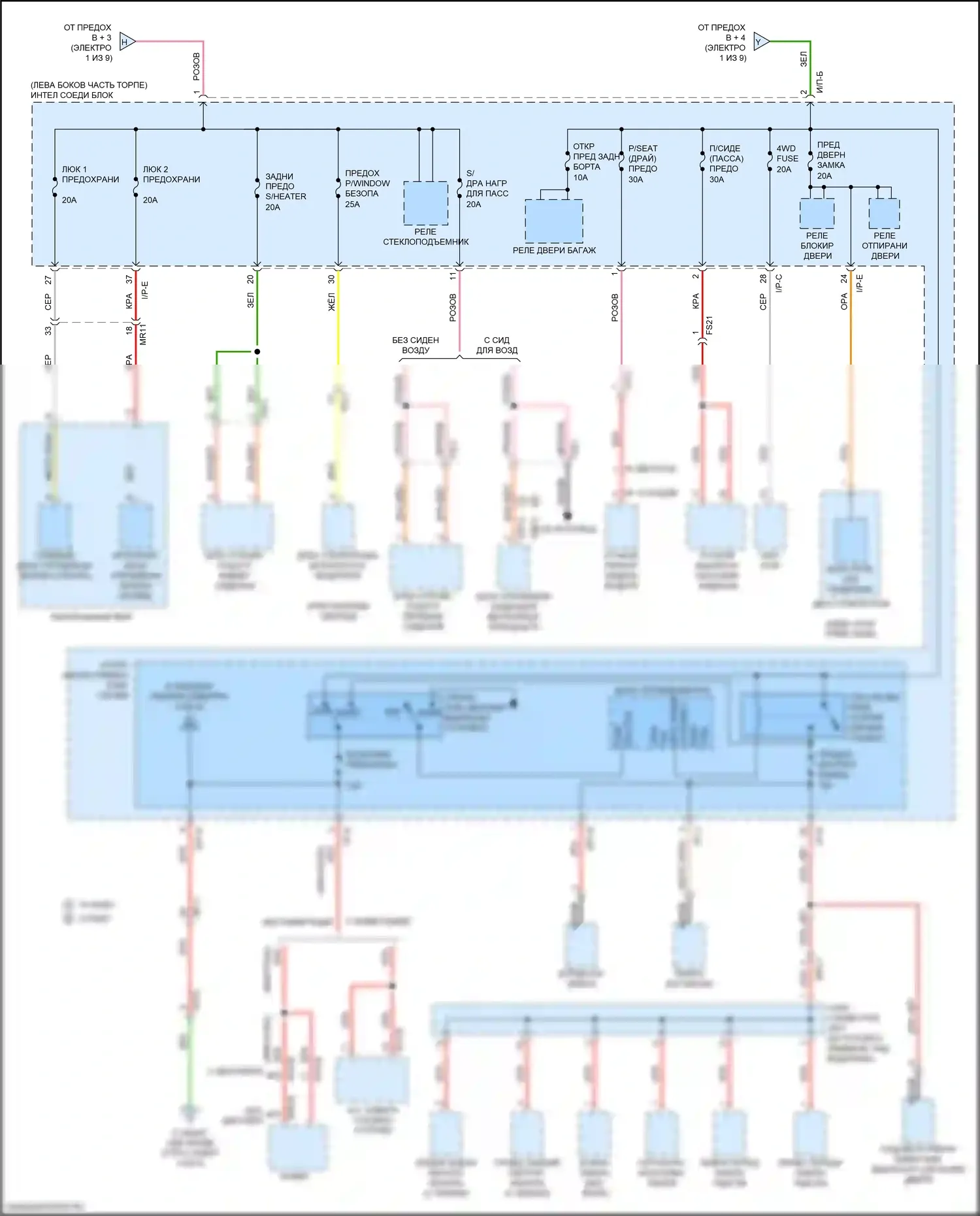 Sportage Kia IV (2015-2018): Электросхема блока предохранителей реле (4 из 9) 