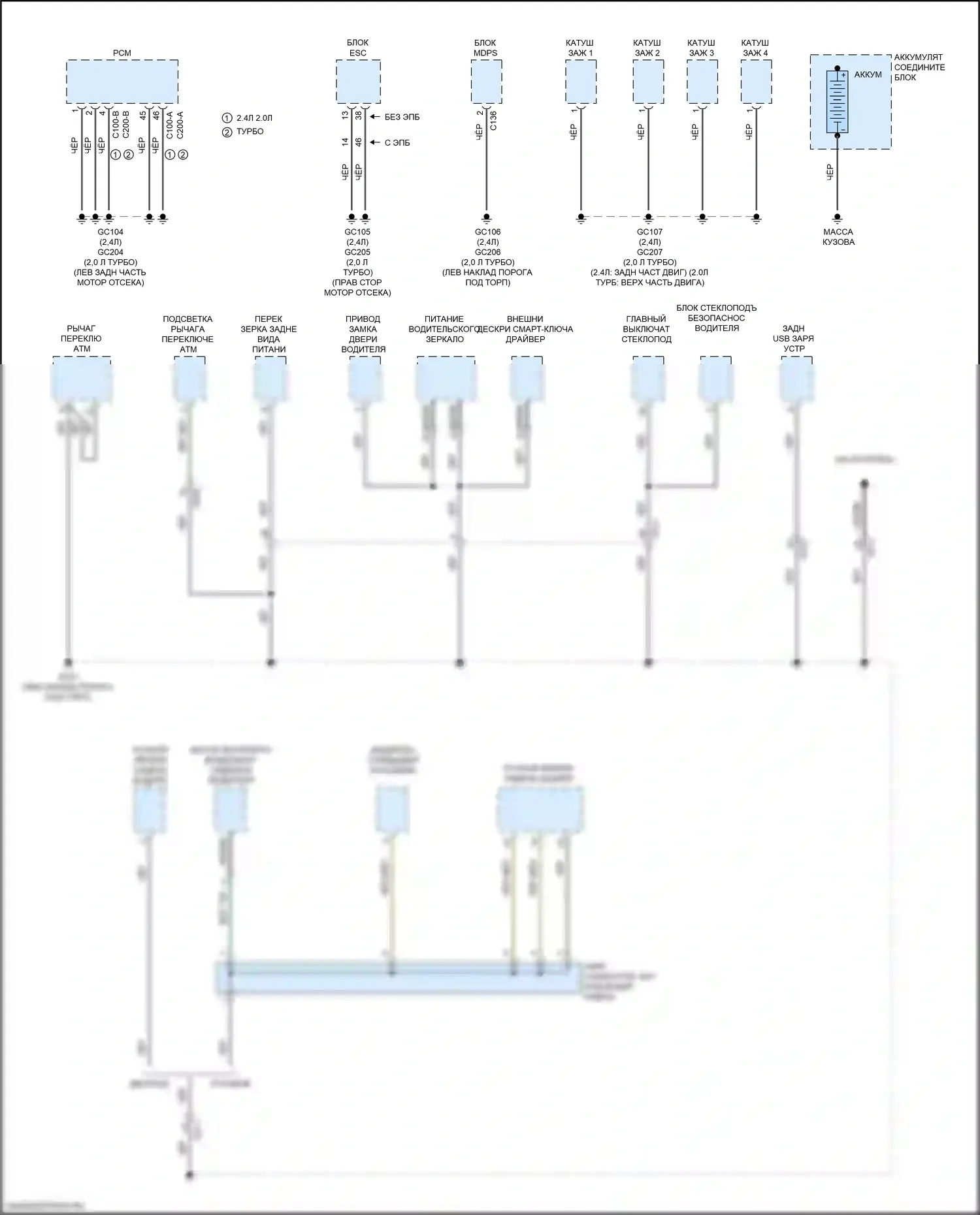 Sportage Kia IV (2015-2018): Электросхема точек подключения масс (4 из 5) 